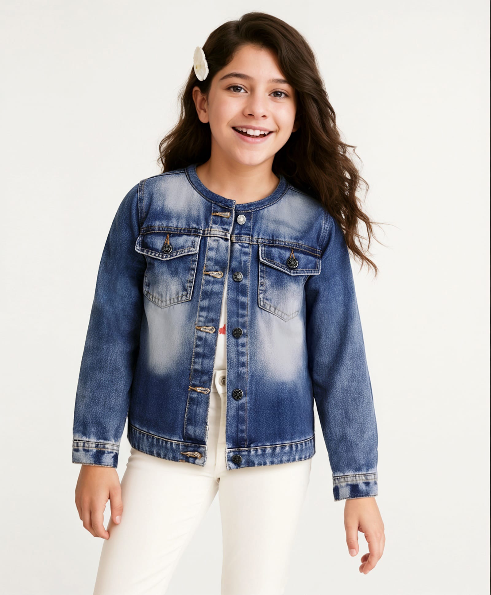 Arias Cotton Woven Stretch Full Sleeves Washed Denim Jacket - Blue-image-34