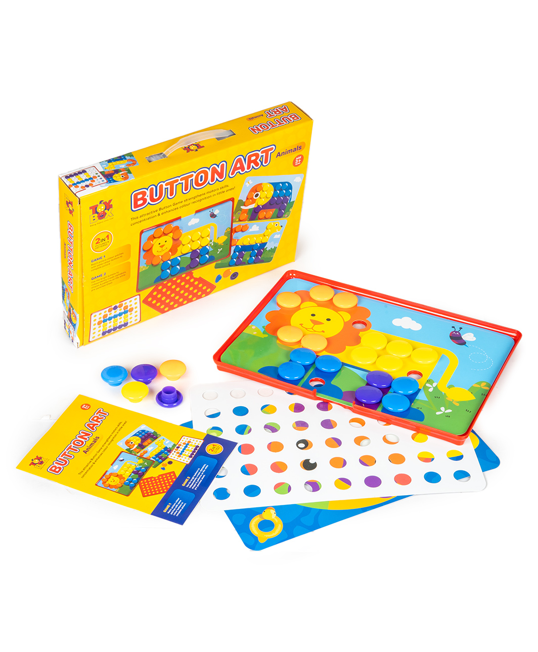 Ratnas Button Art Animal Board Game - Yellow