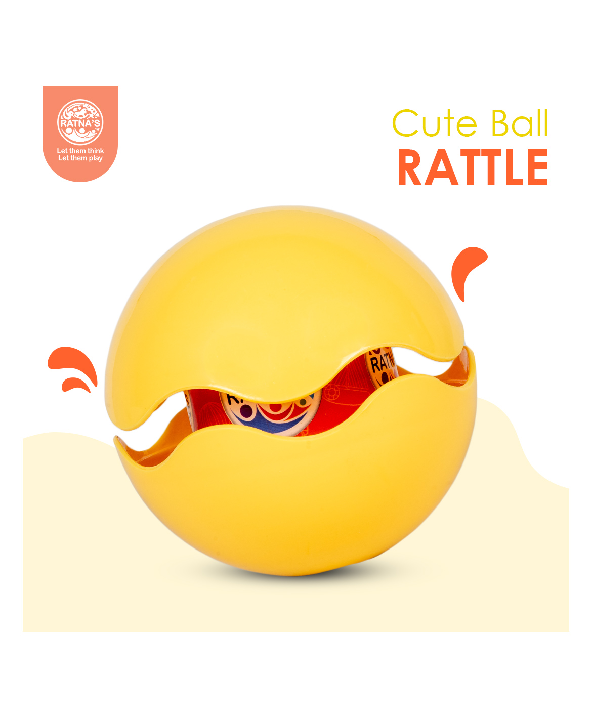Ratnas Cute Rattle Ball - Yellow-image-7