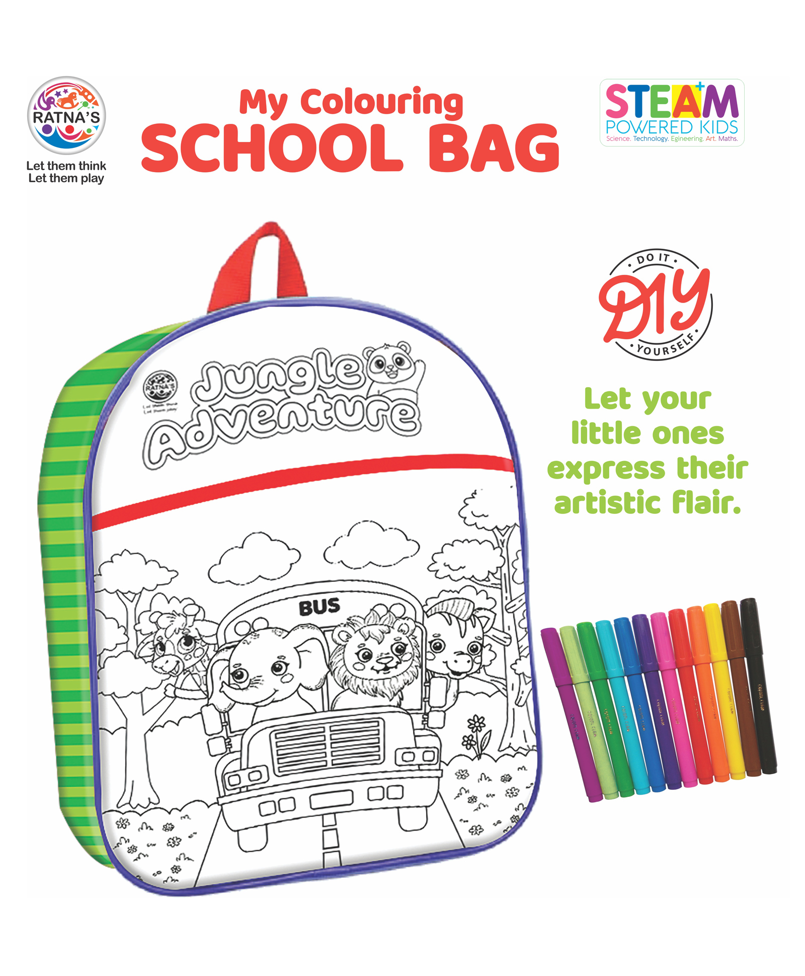 Ratnas My Colouring School Bag - White-picture-27
