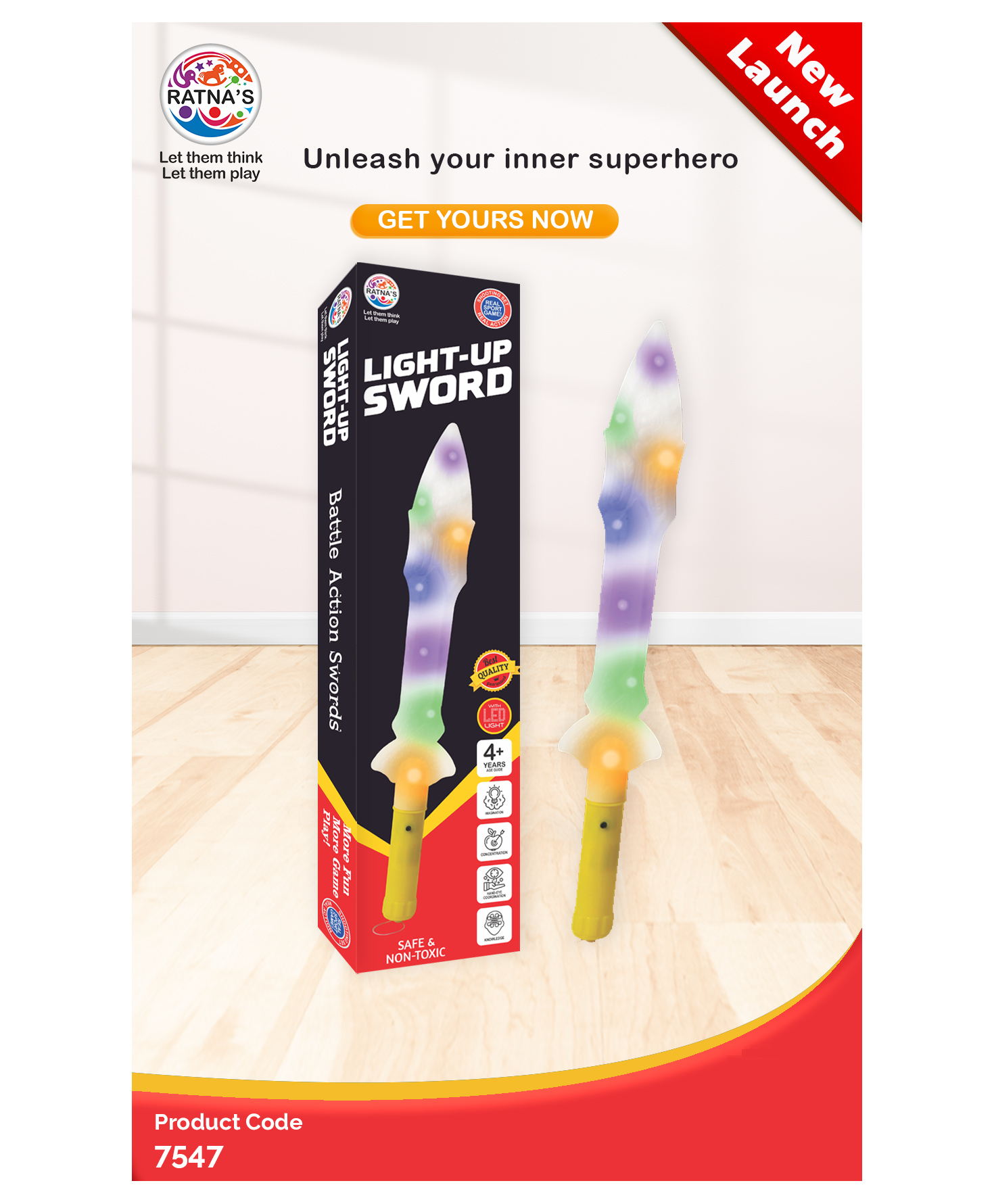 Ratnas Led Light Up Sword - Yellow-picture-41