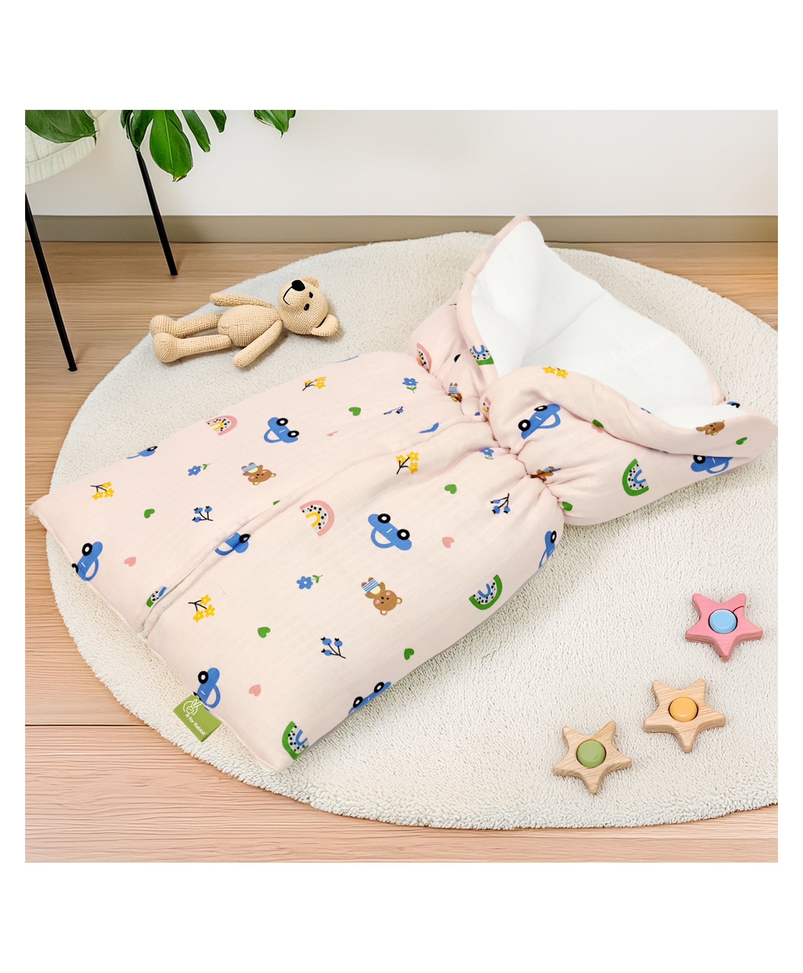 R for Rabbit Snuggy Bliss 100% Cotton Baby Bedding Set With Cars Prints - Pink-picture-15
