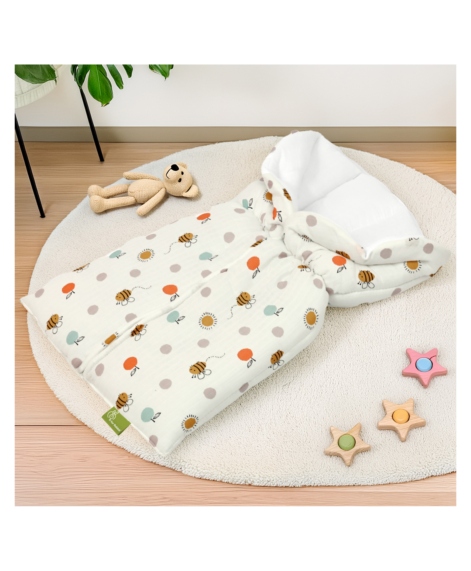 R for Rabbit Snuggy Bliss 100% Cotton Baby Bedding Set With Cars Prints - White-picture-5