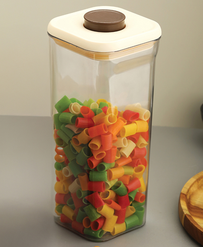 HAZEL Airtight Food Storage Container | Plastic Kitchen Jar for Pulses, Grains, Cereal, Snacks, 1600 ml, Cream-picture-49