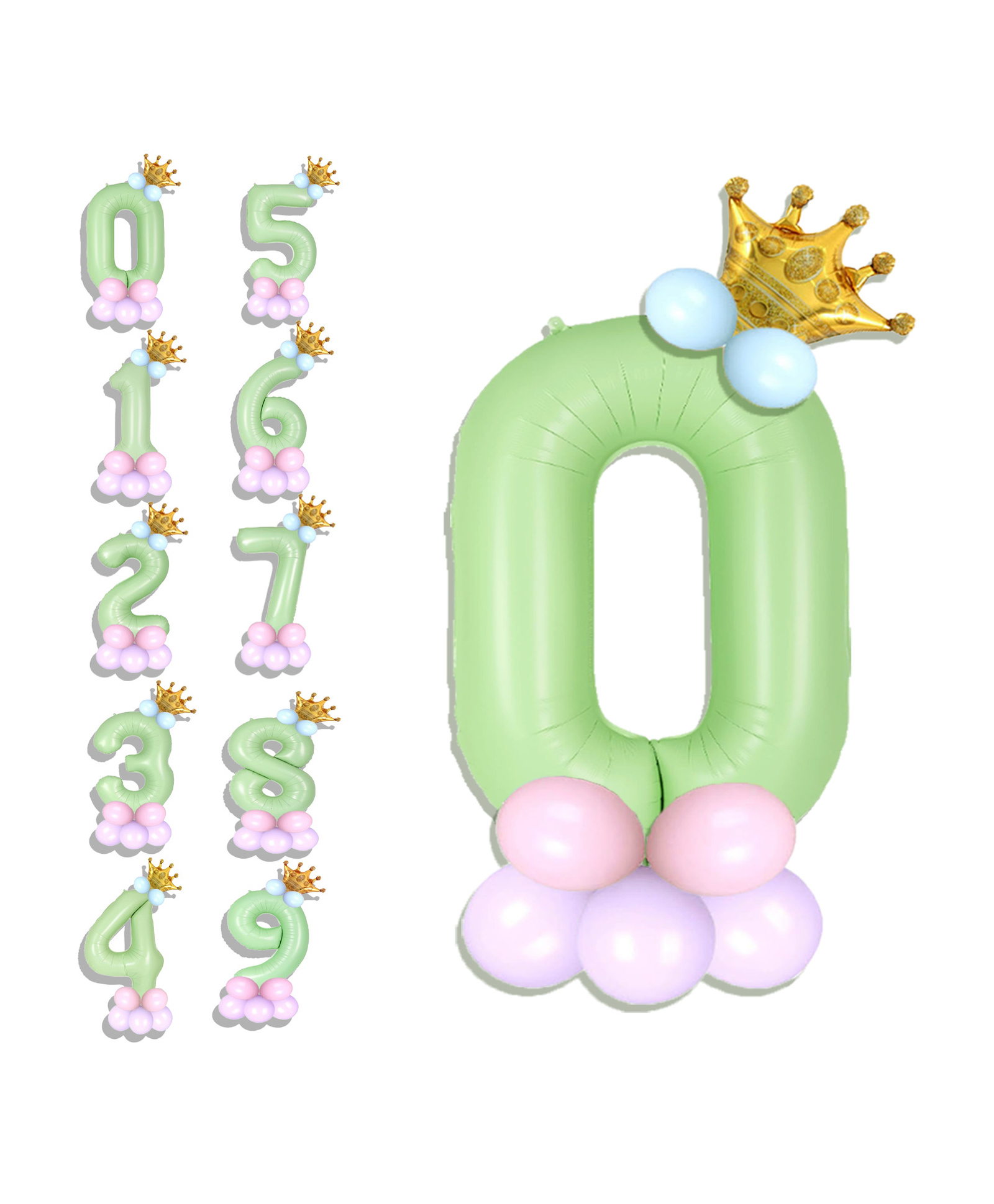 decor mantra Decormantra 0 Zero 32 Inch Number Foil Balloon For Birthday Decoration Kit Items -Pack of 14-GREEN-picture-20