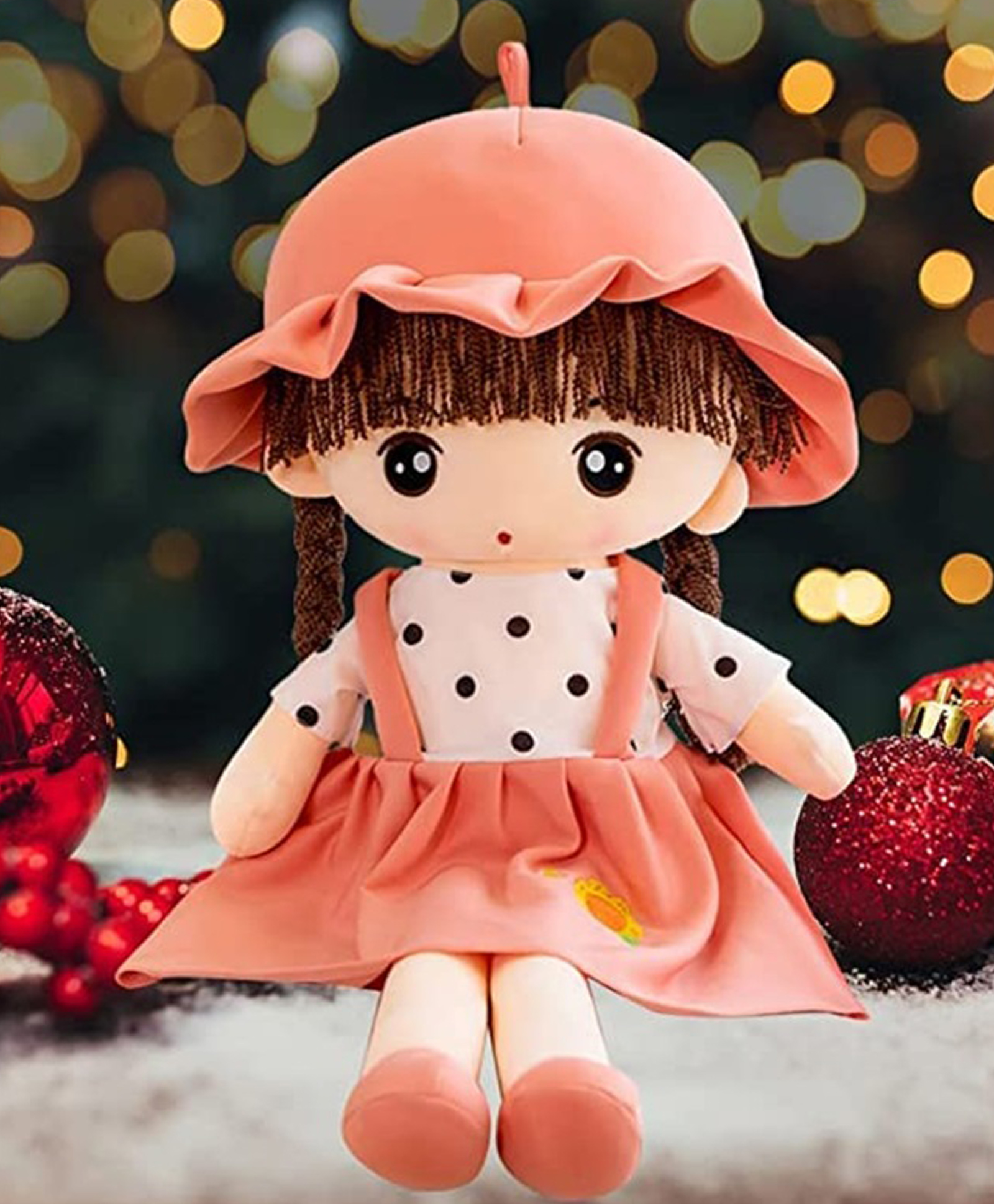 Little Hunk Cute Soft Plush Doll with Polka Dot Dress and Hat | Perfect for Kids & Gifts - 45 cm-picture-22