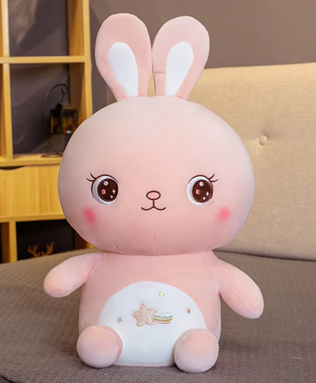 Little Hunk Cute Pink Bunny Plush Toy Soft Stuffed Animal Doll for Girls, Kawaii Rabbit Plushie Gift for Kids, Baby Room Decor & Bedtime Cuddle Toy - Height 25 cm-image-28