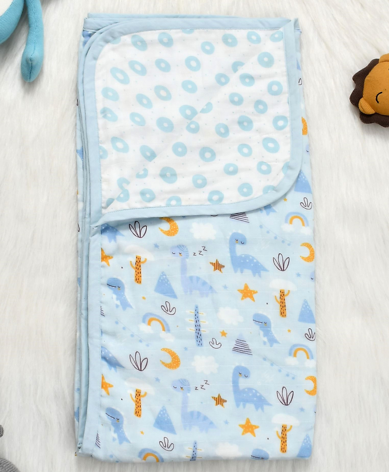 SOVANA 6 Layer Muslin Reversible Blanket- Dinoland-image-8