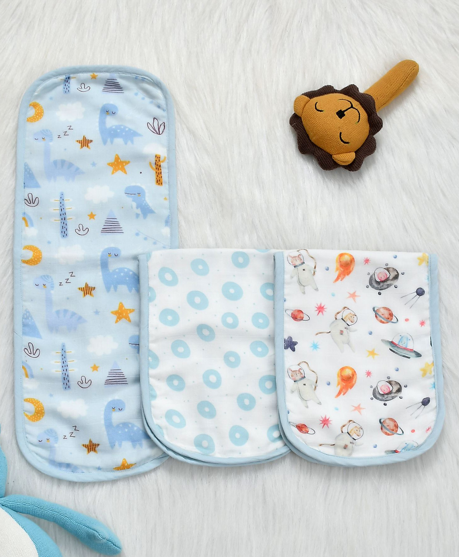 SOVANA 5 Layer Muslin Reversible Burpads- Blue-picture-11