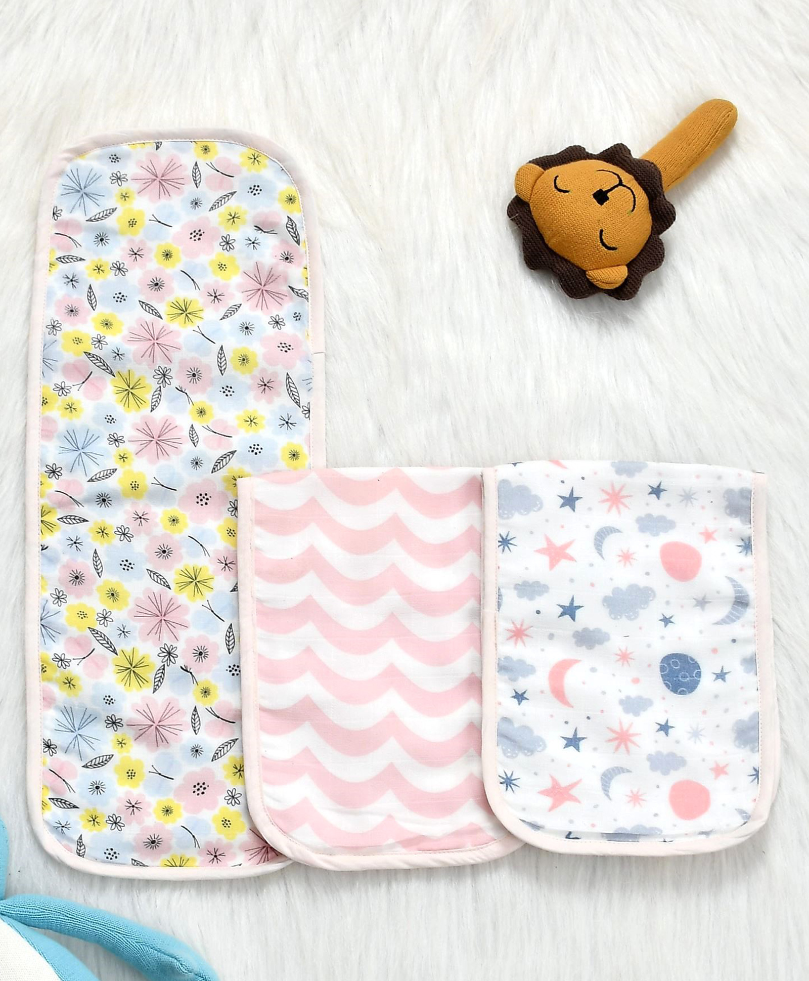 SOVANA 5 Layer Muslin Reversible Burpads- Pink-picture-10
