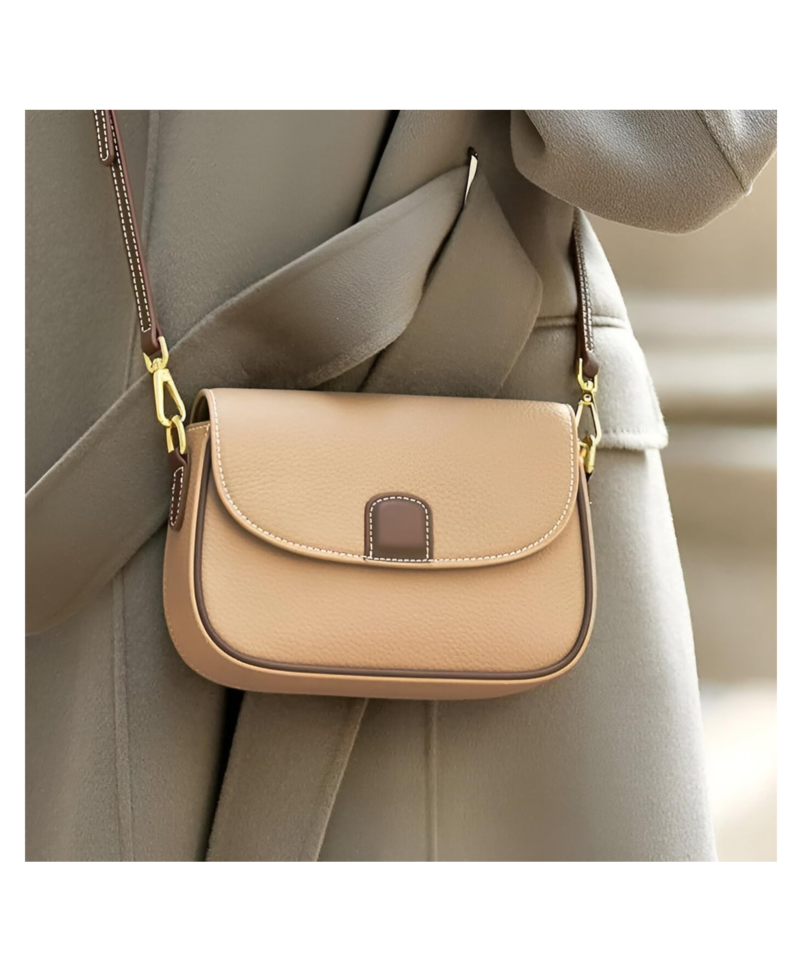 MOMISY Women's Crossbody with Long Strap, Zipper Closure (Khaki)-picture-18