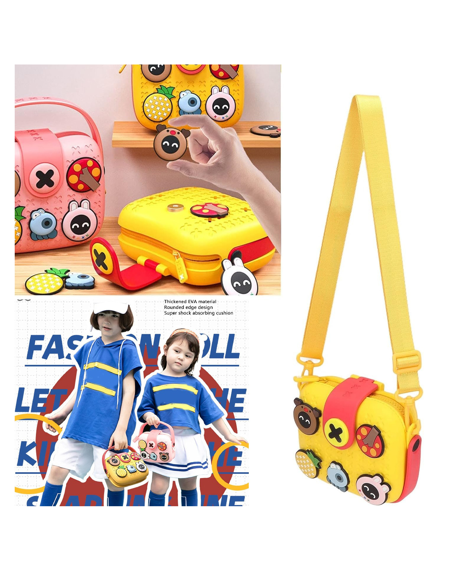 SANJARY Kids Camera Bag, Lightweight Shoulder Bag with Buffer Case for Boys and Girls for Travel color design may vary-image-4