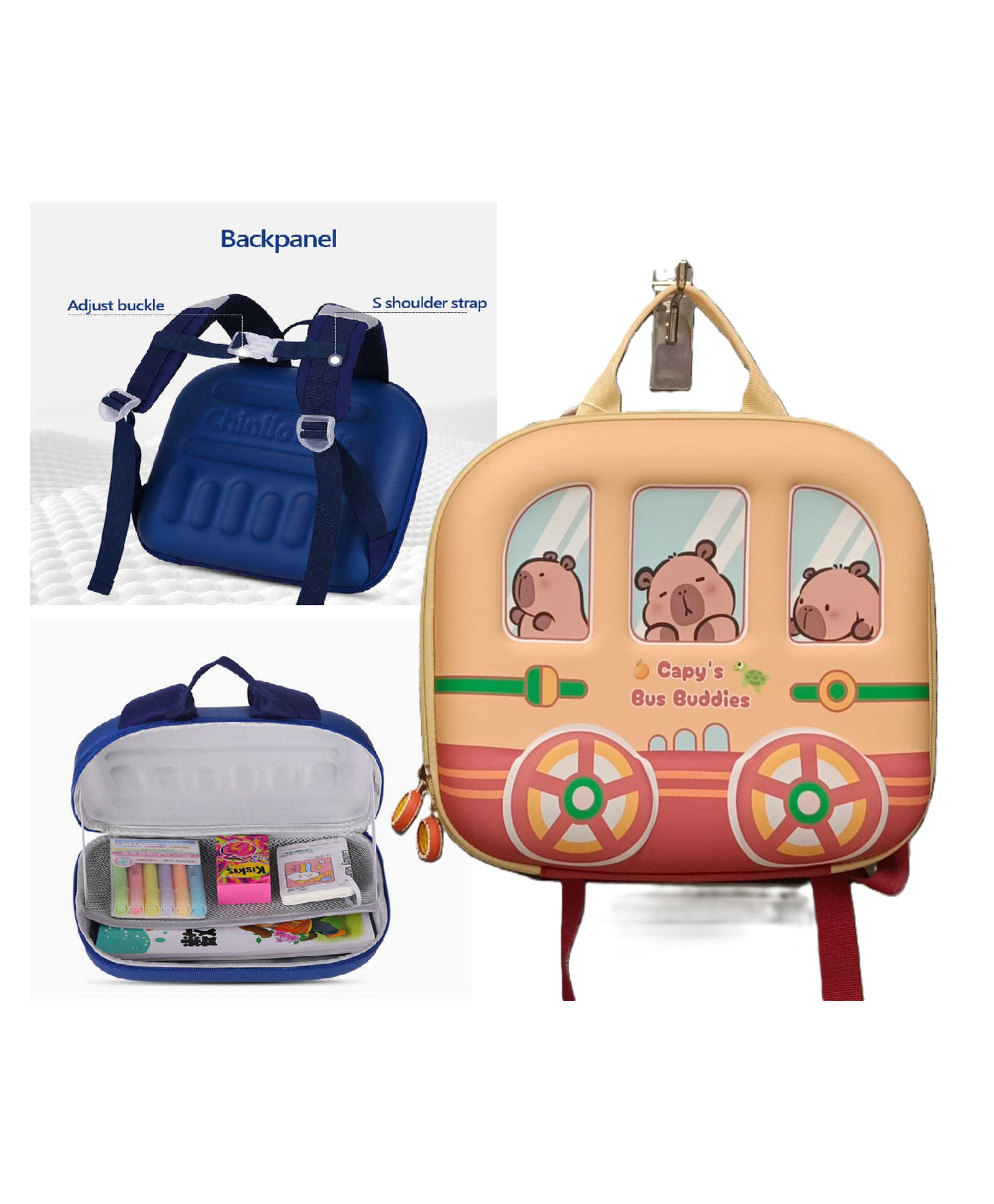 Sanjary EVA Children Schoolbag Customization Cartoon Model Children's Backpack Trend Kindergarten Schoolbag color design may vary - Height 14.9 Inches-image-2