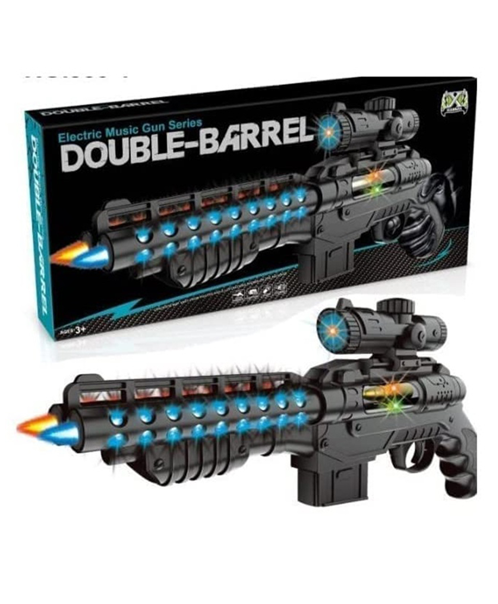Sanjary Light and Sound Musical Double Barrel Gun Toy with Vibration and Laser Shot Gun Toy for Kids color design may vary-image-24