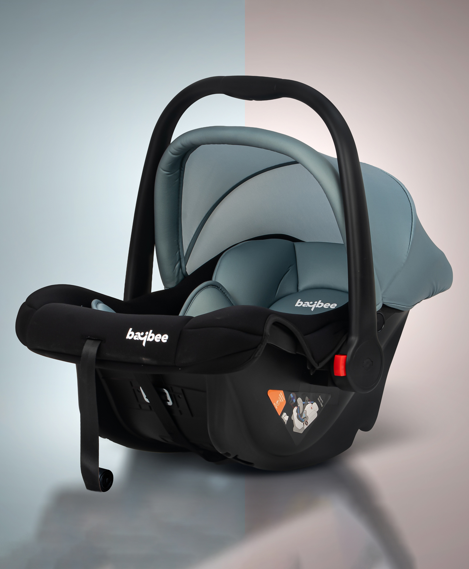 BAYBEE 4 in 1 Multi Purpose Baby Carry Cot Cum Car Seat with Canopy, Adjustable Handle, 3 Point Safety Belt | Rocker for Infant | Baby Carry Cot (Green)