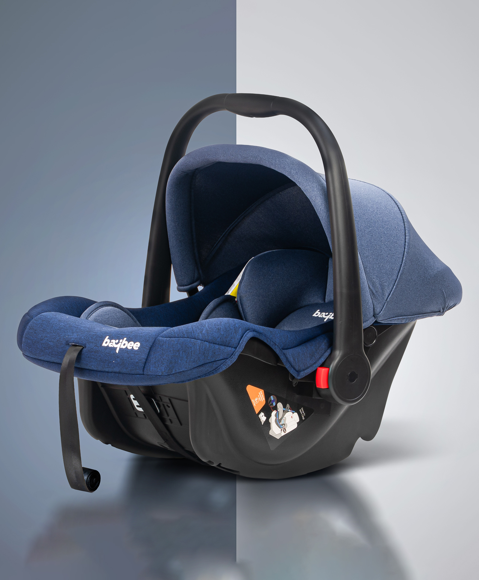 BAYBEE 4 in 1 Multi Purpose Baby Carry Cot Cum Car Seat with Canopy, Adjustable Handle, 3 Point Safety Belt | Rocker for Infant | Baby Carry Cot (Blue)