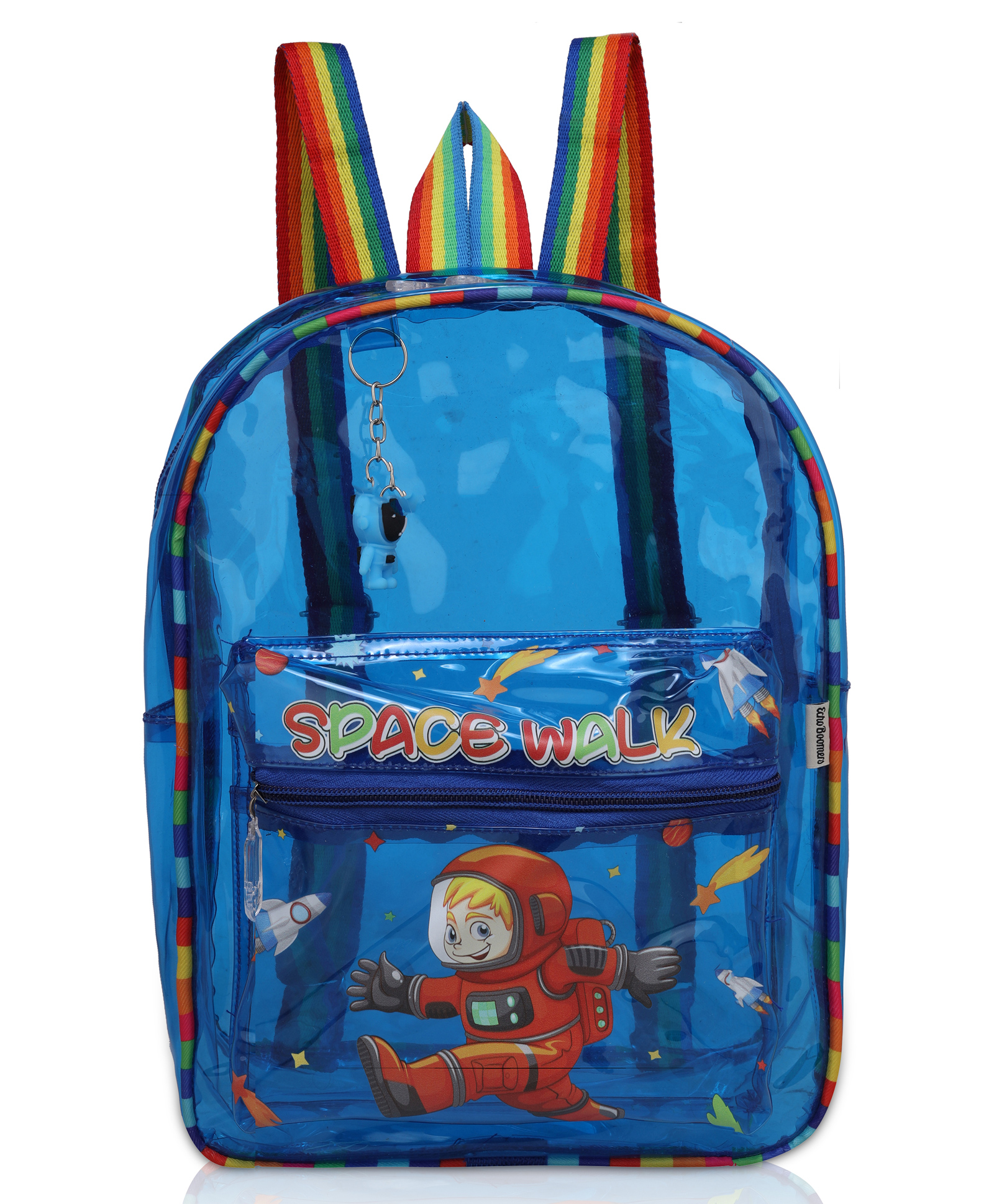 Echo Boomers Blue Jelly Backpack Lightweight, Durable & Stylish with Space Walk Print - Height 13 Inches-image-46