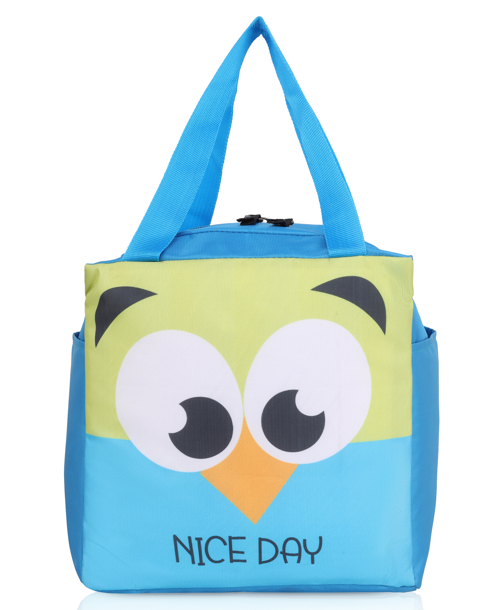 Echo Boomers Sky Blue Lunch Bag for KidsStylish, Lightweight & Durable with Green Bird Print-image-23