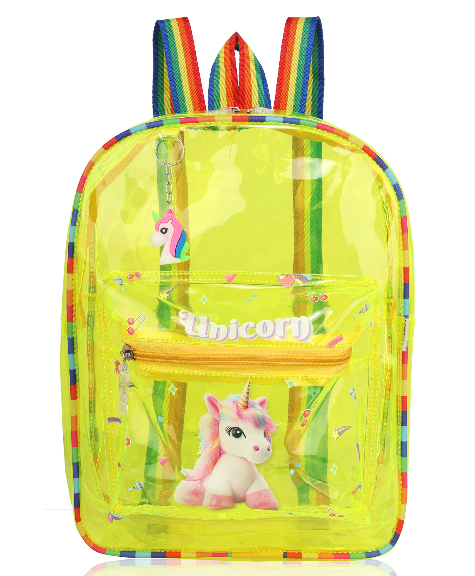 Echo Boomers Yellow Jelly Backpack Lightweight, Durable & Stylish with Unicorn Print - Height 13 Inches-image-20