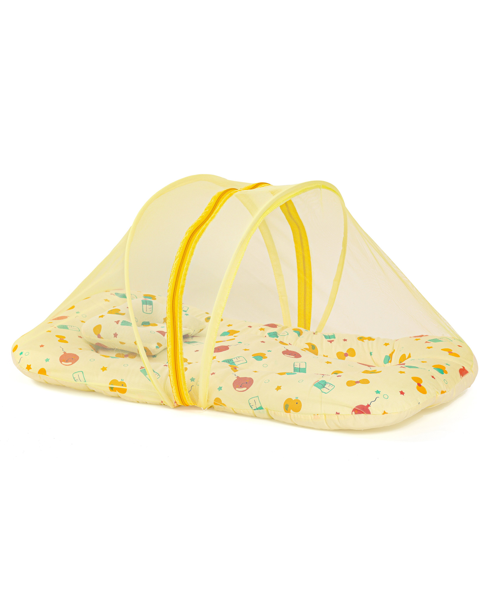 Carerio Baby Mosquito Net Bed with Pillow - Yellow-image-41