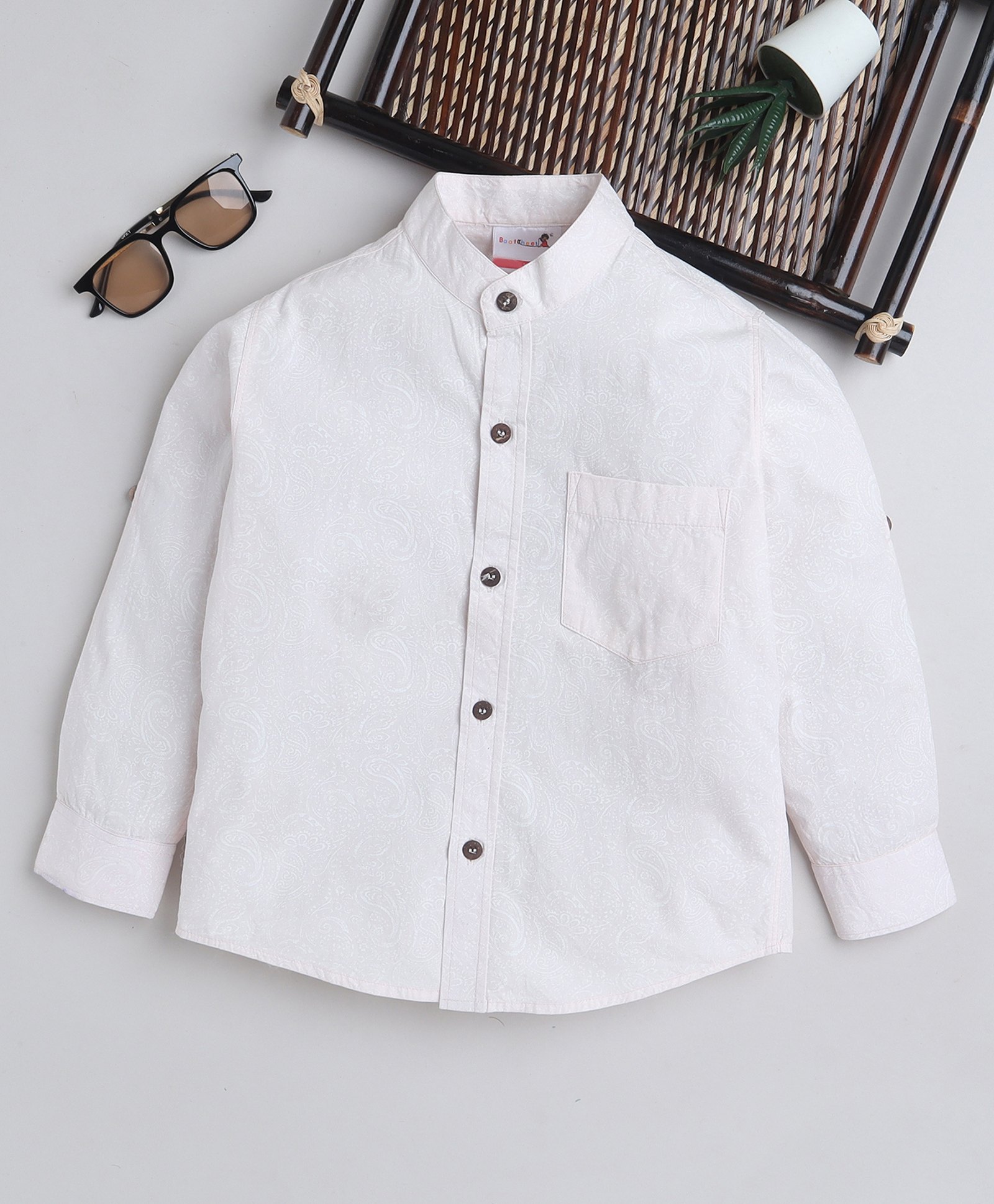 BAATCHEET Cotton Full Sleeves Paisley Printed Shirt - Beige-picture-11