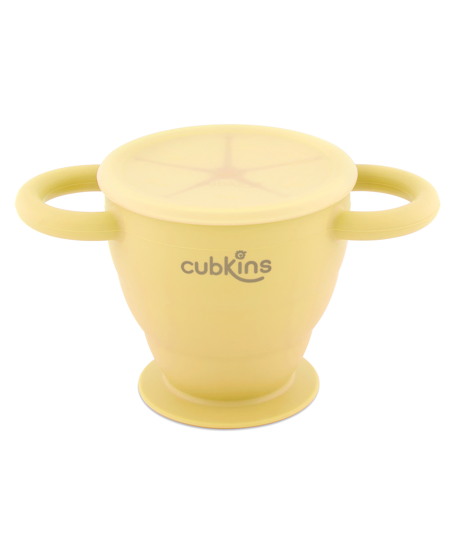 CUBKINS Snack Cup with Lid for Children | Collapsible | Suction Base | Soft & Smooth Flips | 100% Silicone, BPA Free, Food Grade, FDA Approved | Easy to Clean (Lemon)-image-2