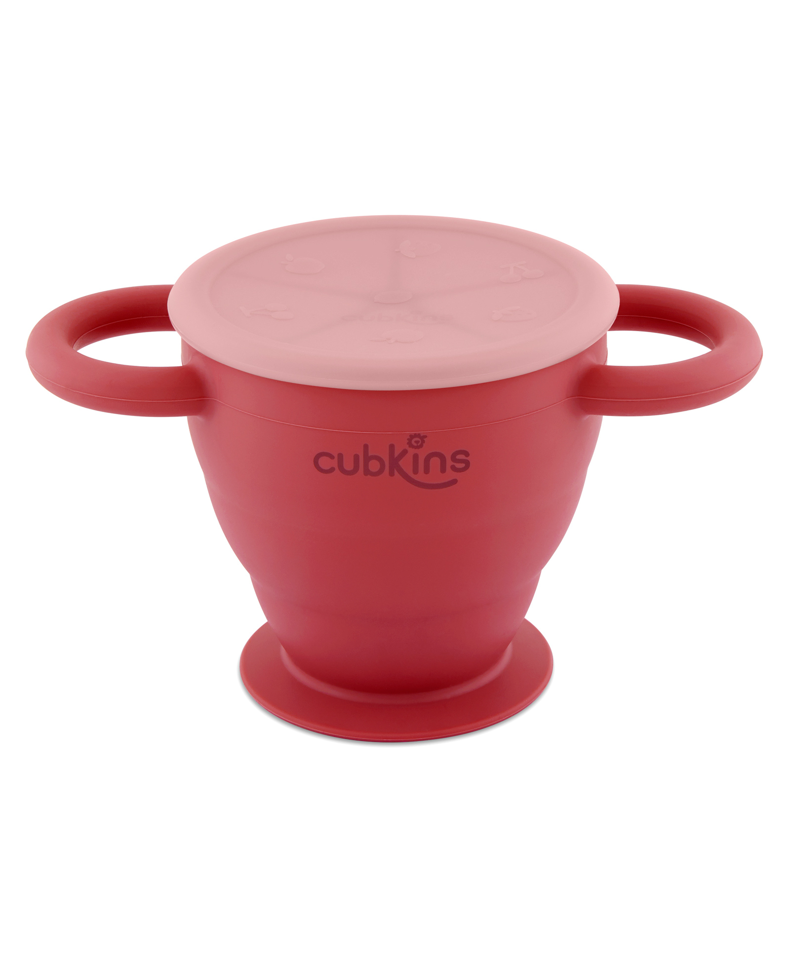 CUBKINS Snack Cup with Lid for Children | Collapsible | Suction Base | Soft & Smooth Flips | 100% Silicone, BPA Free, Food Grade, FDA Approved | Easy to Clean (Cherry)-image-28