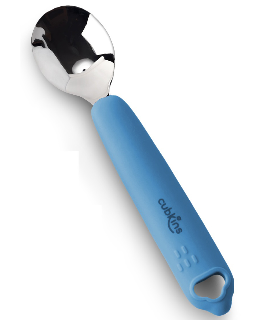 CUBKINS Spoon for Babies, Infants & Toddlers with Stainless Steel Head & Silicone Handle | No Sharp Edges | BPA Free, Food Grade, FDA Approved | Washable & Reusable (Blue Olive)-picture-26