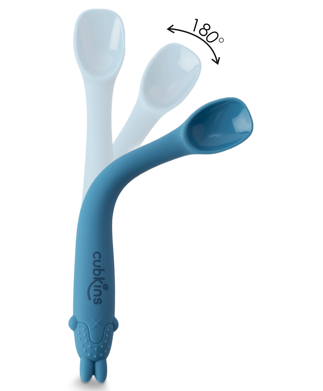 CUBKINS Early Feeding Bendable Spoon for Babies & Infants | 100% Pure Silicone | 180° Bendable | Promotes Self-Feeding | Safe, BPA Free, Food Grade, FDA Approved | Washable & Reusable (Blue Olive)-picture-24
