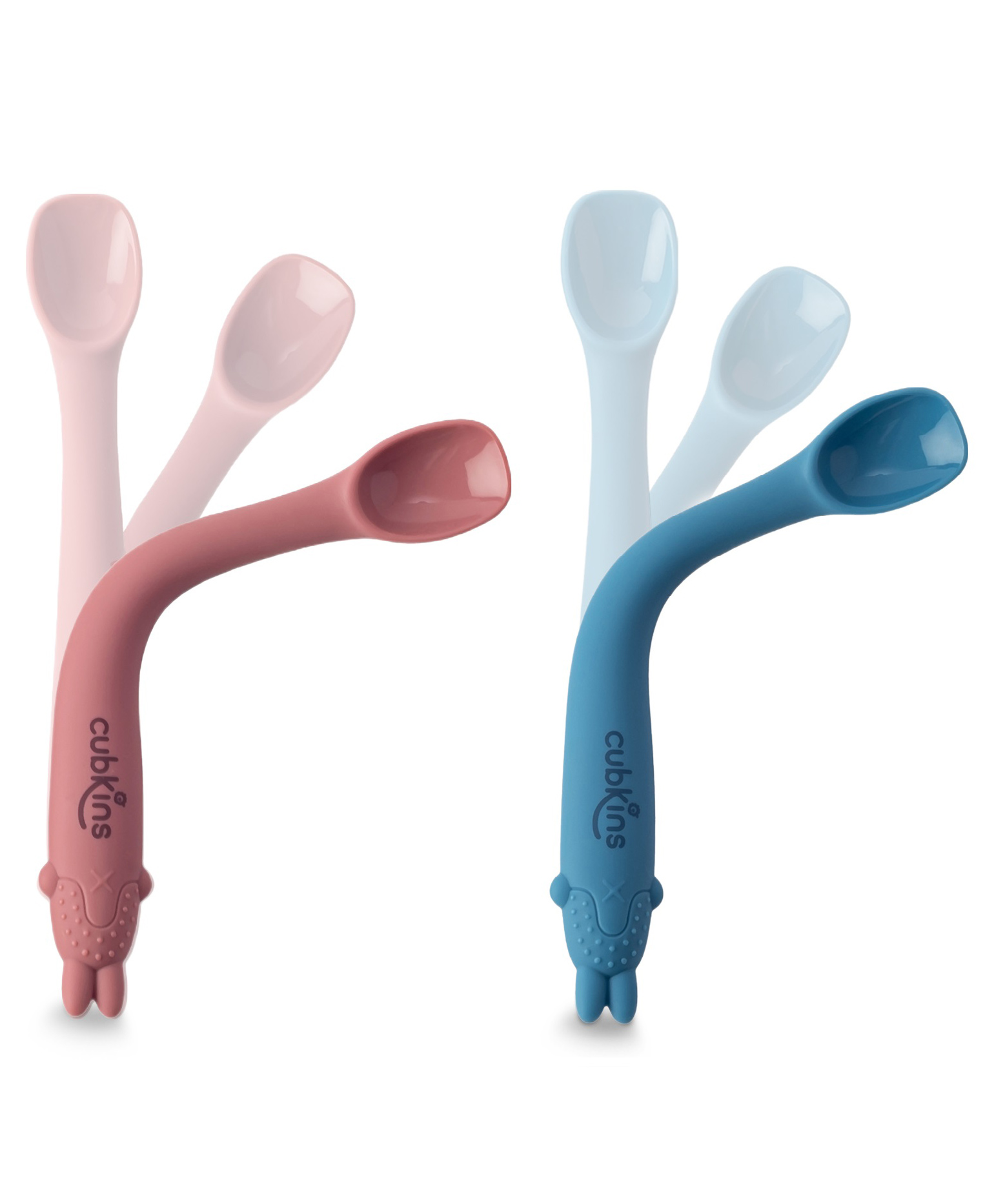 CUBKINS Set of 2 Early Feeding Bendable Spoon for Babies & Infants | 100% Pure Silicone | Promotes Self-Feeding | Safe, BPA Free, Food Grade, FDA Approved | Washable & Reusable (Raspberry, Blue Olive)-image-16