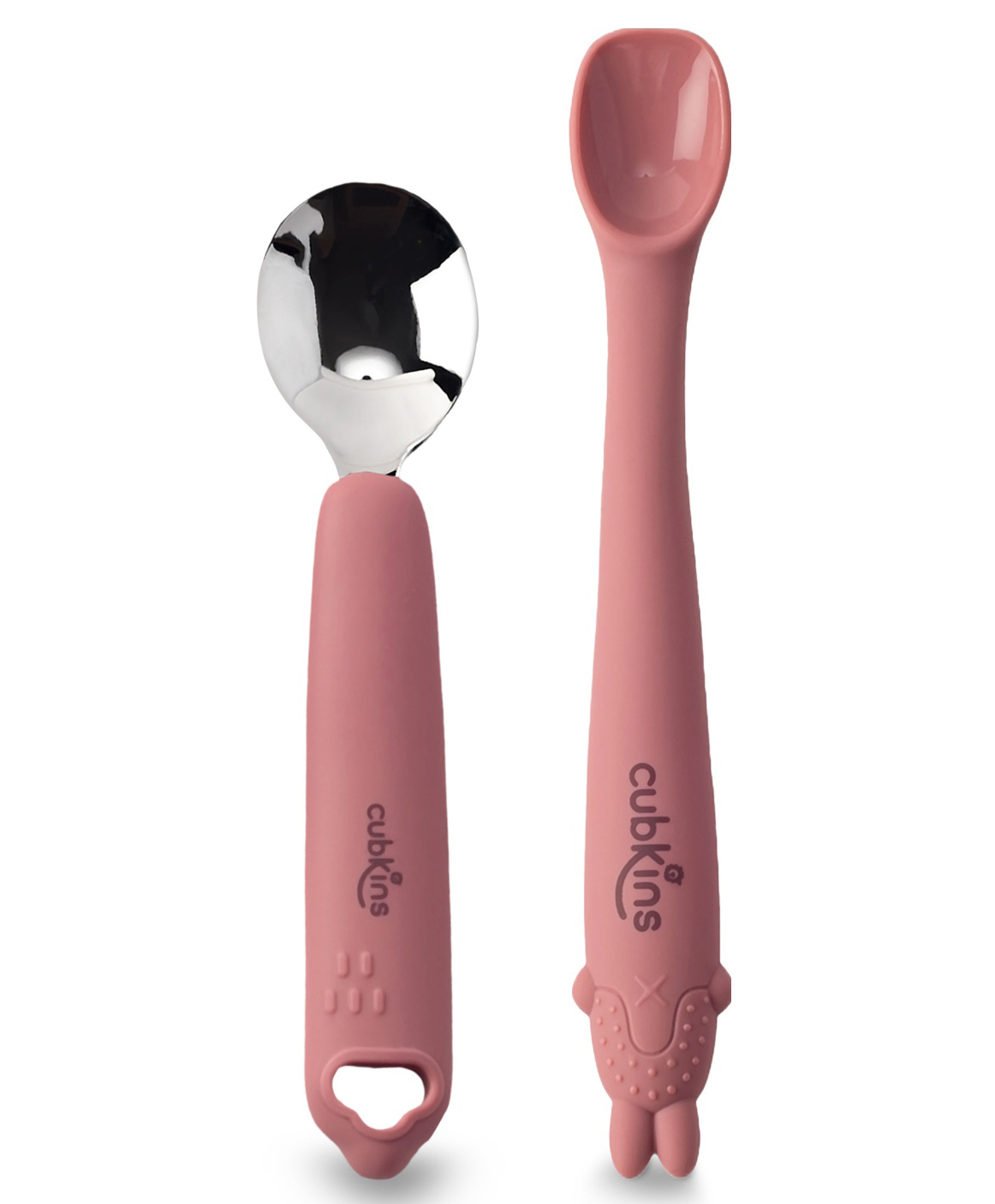 CUBKINS Set of Spoon with Stainless Steel Head and Early Feeding Bendable Silicone Spoon for Children | No Sharp Edges | BPA Free, Food Grade, FDA Approved | Washable & Reusable (Raspberry)-picture-14