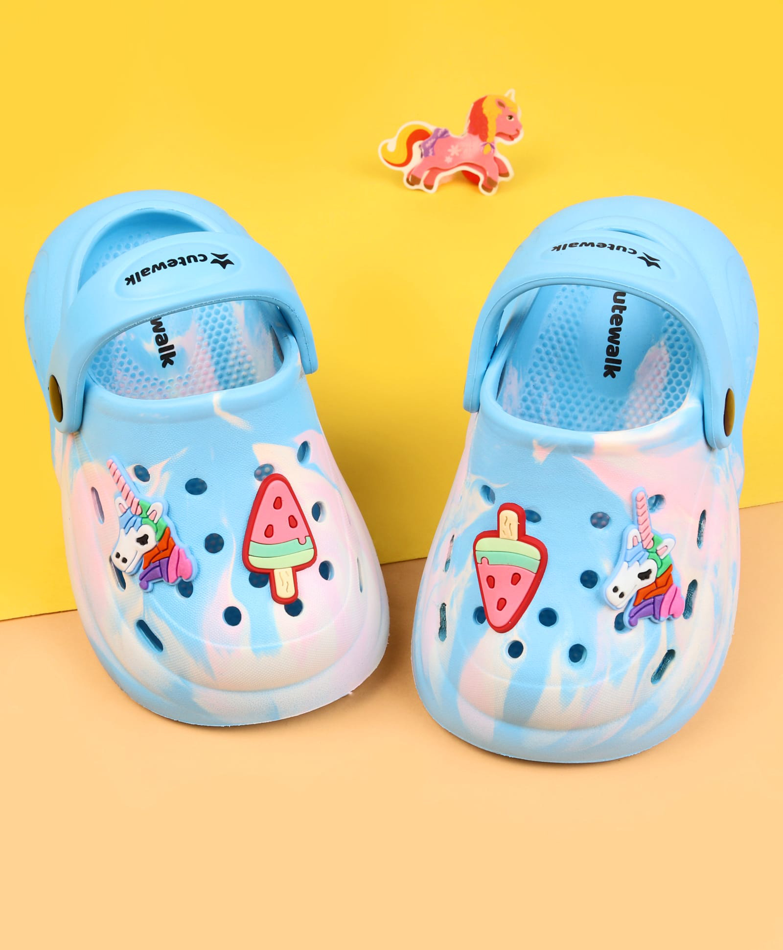 Cute Walk by Babyhug Clogs with Back Strap & Applique - Light Blue-picture-14
