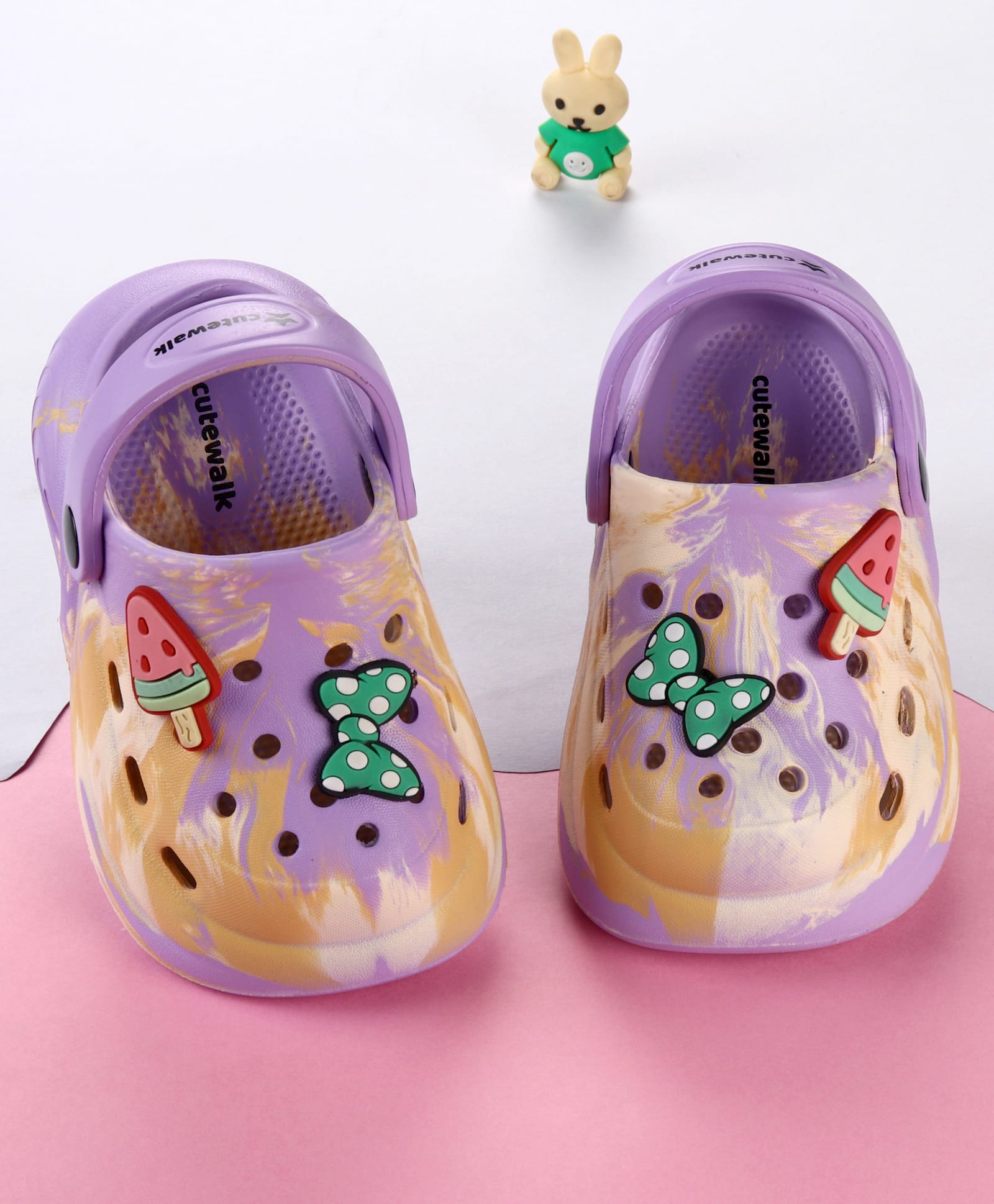 Cute Walk by Babyhug Clogs with Bow Applique & Back Strap - Purple-picture-24