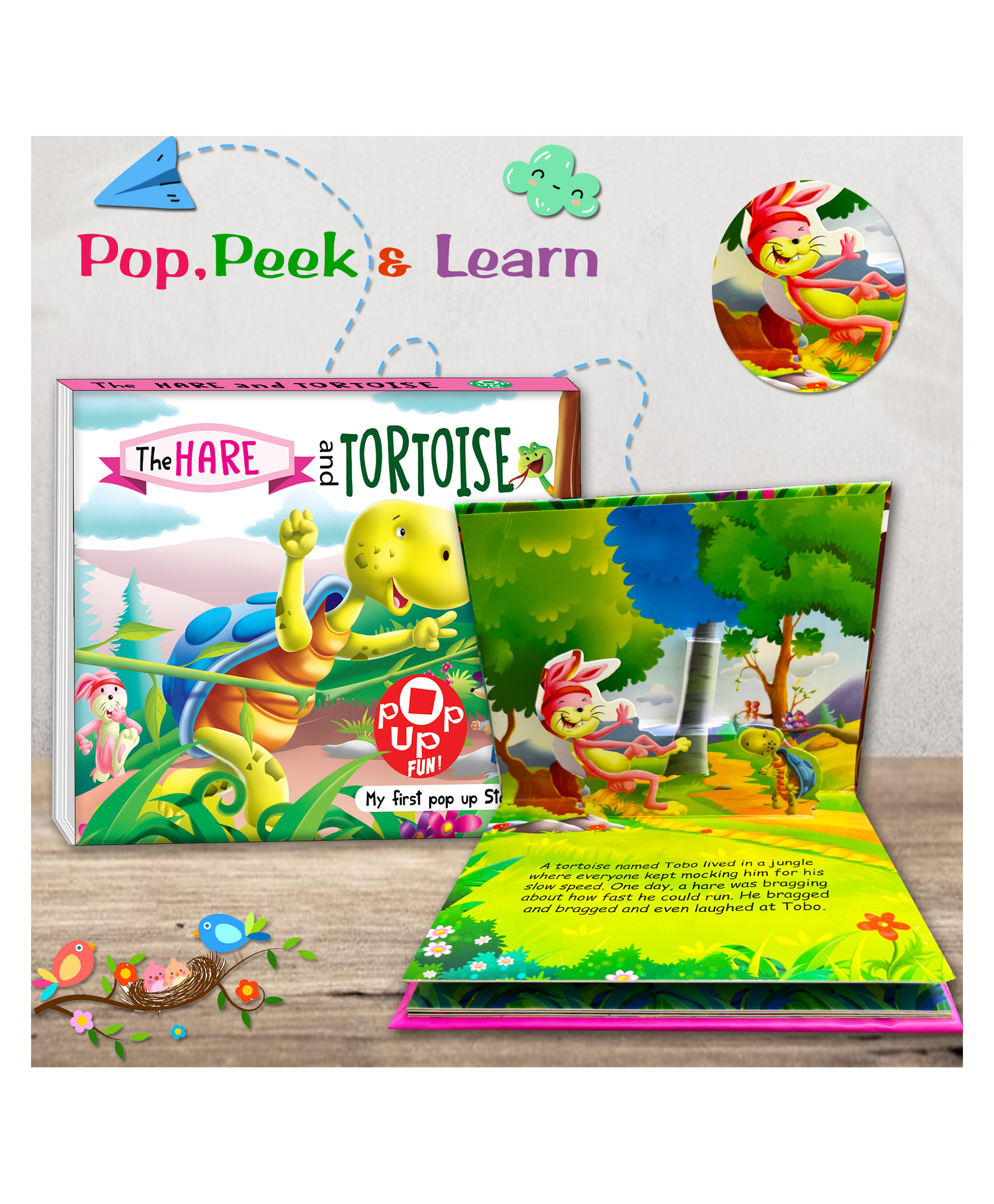 Hare and Tortoise - My First Pop-Up Story Books with Fun and Colorful for Kids, Children and Toddlers - Language-English-image-3