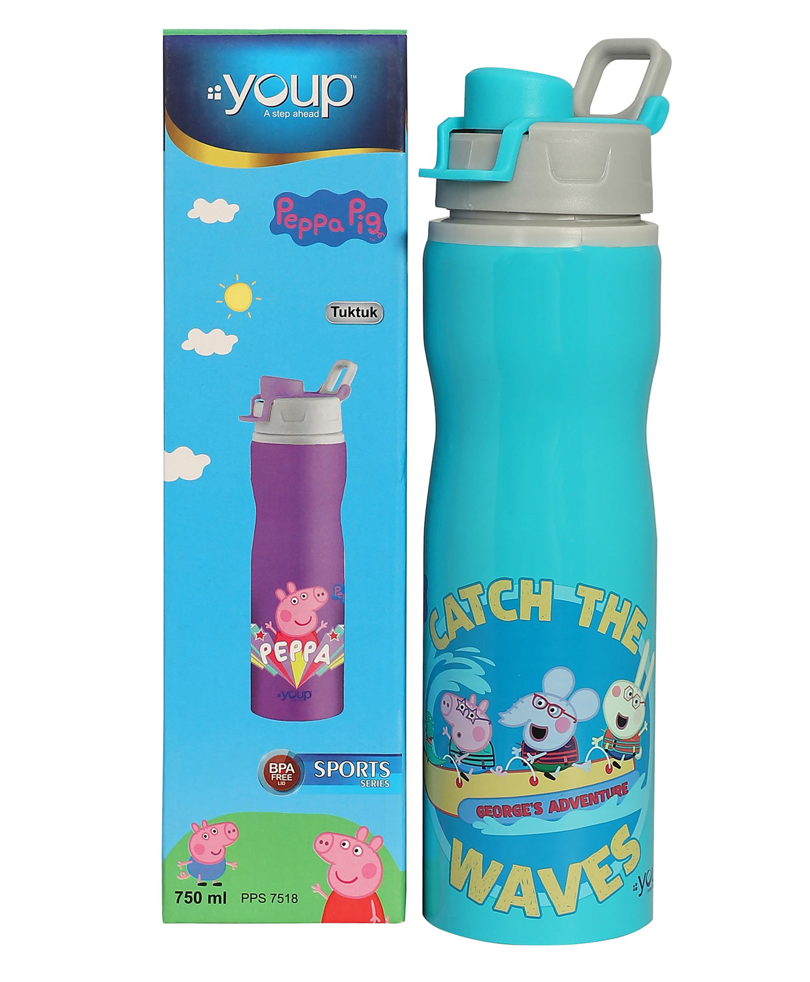 Youp Stainless steel Green Color Peppa Pig kids water bottle TUKTUK - 750 ml-picture-8