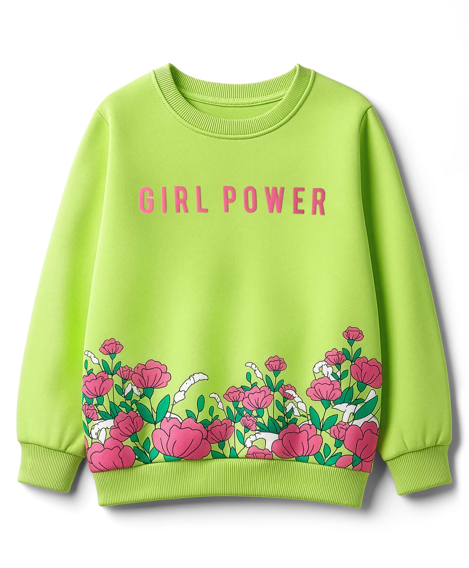 Pine Kids Cotton Knit Full Sleeves Sweatshirt With Floral Print - Limegreen-picture-4