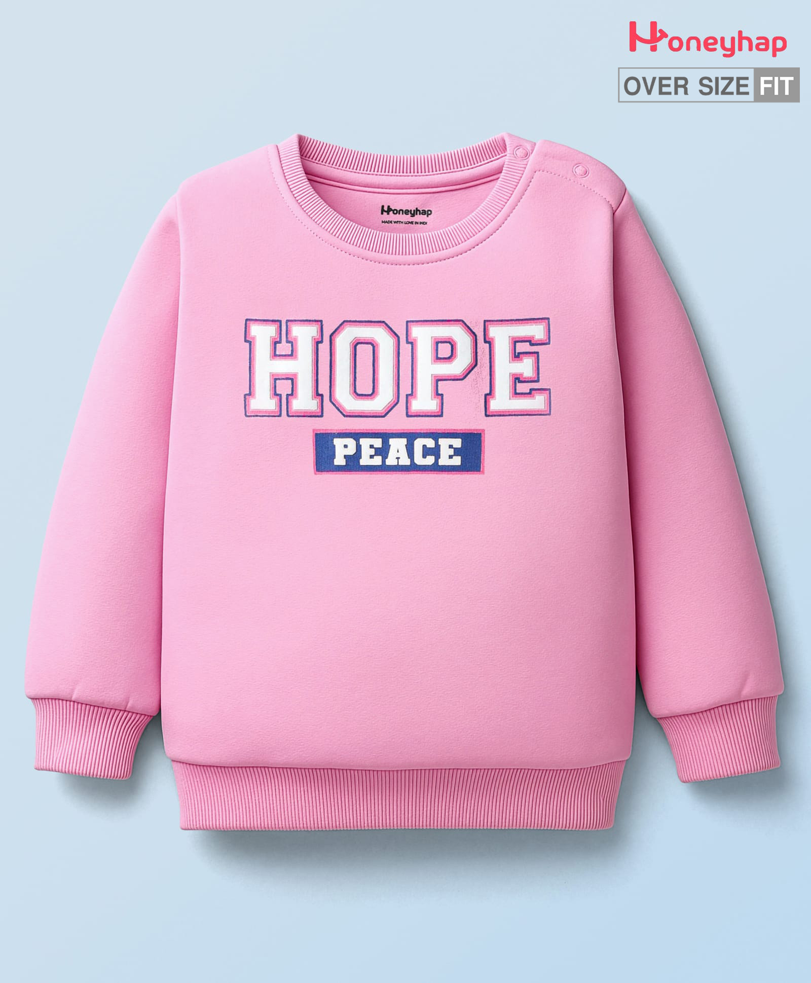 Honeyhap Premium 100% Cotton Knit With Bio Finish Full Sleeves Sweatshirt With Text Print - Pink A Boo-picture-21