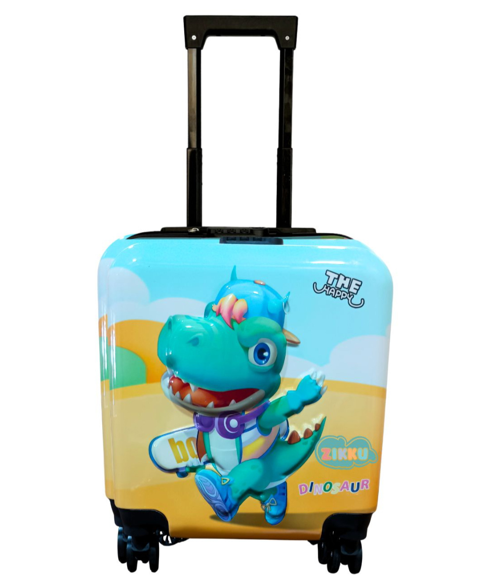 Zikku Kids Travel Trolley Bag, Hard Polycarbonate Case, Light Weight, 360 Degree Wheeling System, Suitcase for Kids - -Skate Dino-picture-4