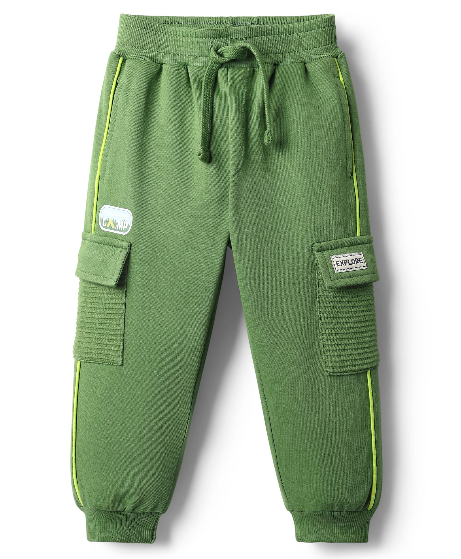 Babyhug Cotton Terry Full Length Lounge Pant With Side Pockets - Green-picture-14