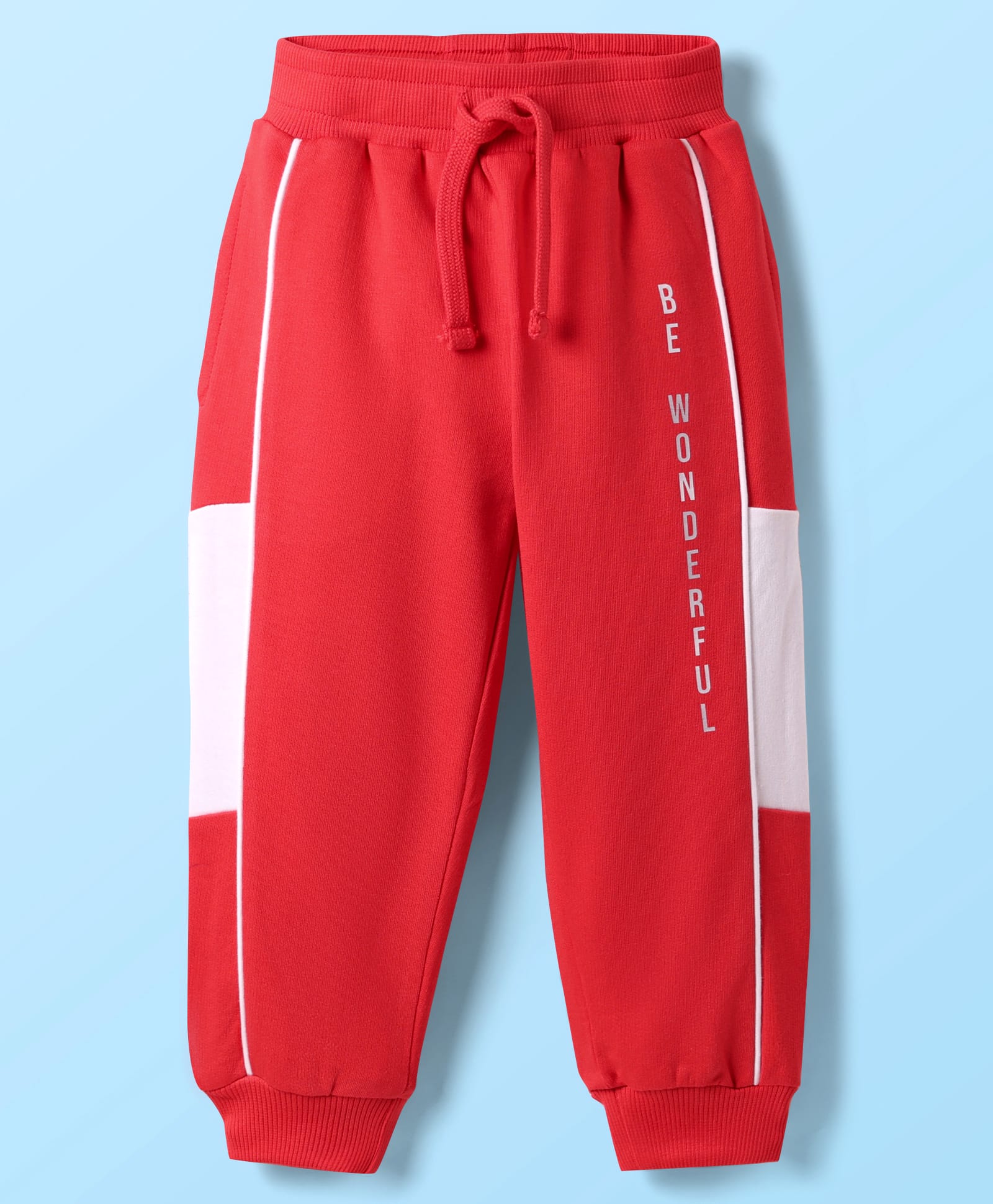 Babyhug Cotton Terry Knit Full Length Lounge Pant With Text Print - Red-picture-38