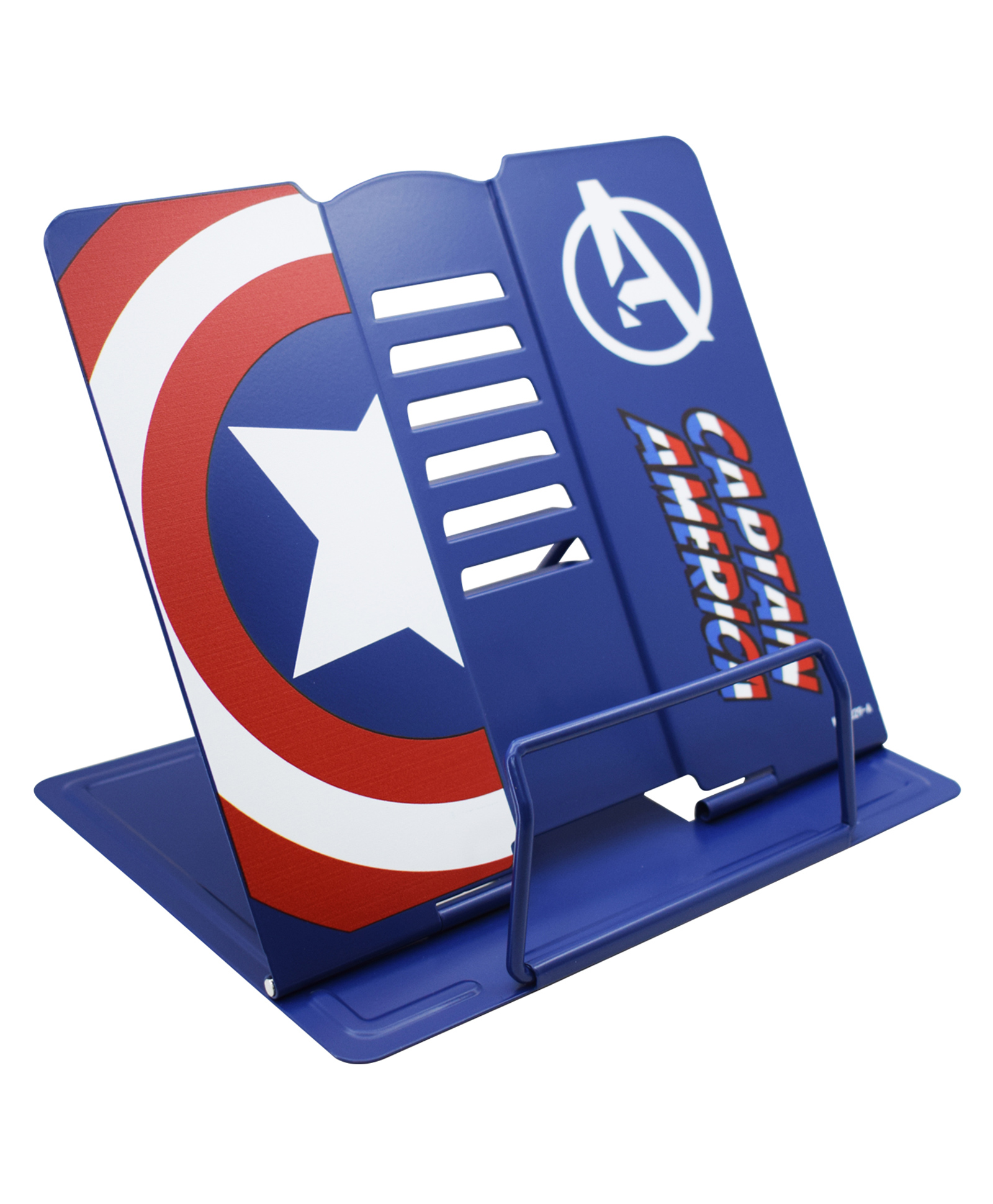 Asera Superheroes Theme Metal Adjustable Portable Reading Book Bookends Foldable Stand Holder Bookshelf Document Holder Base Stationery -01 Pc. (Captain America)-image-30