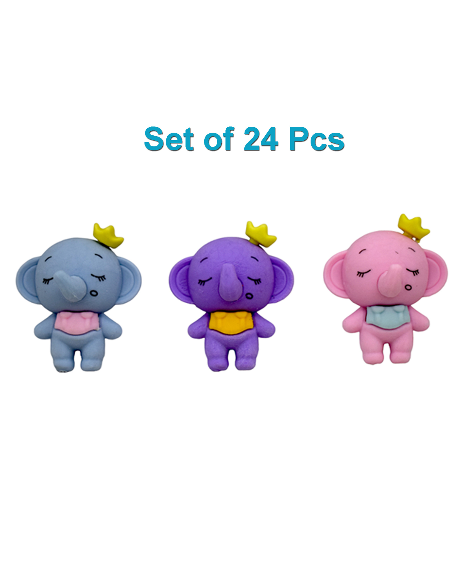 Asera 24 Pcs 3D Elephant Erasers Pencil Top For Kids Birthday Return Gifts-picture-16