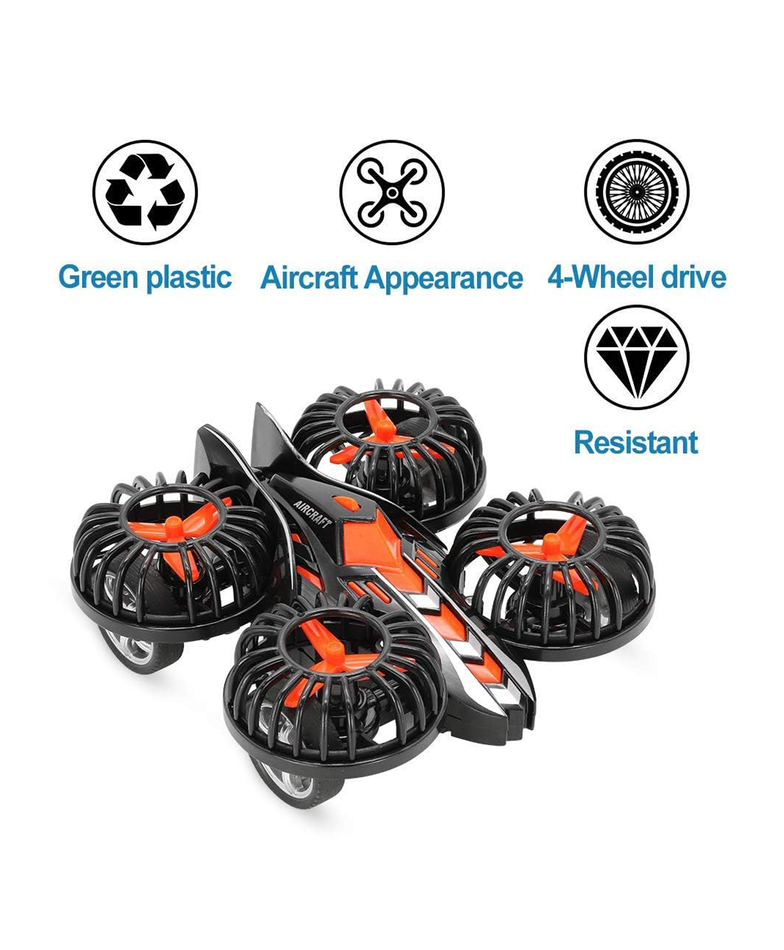 SANJARY Car Friction Powered Quadcopter car Toy for Kids with Rotating Blades car color design may vary-image-16