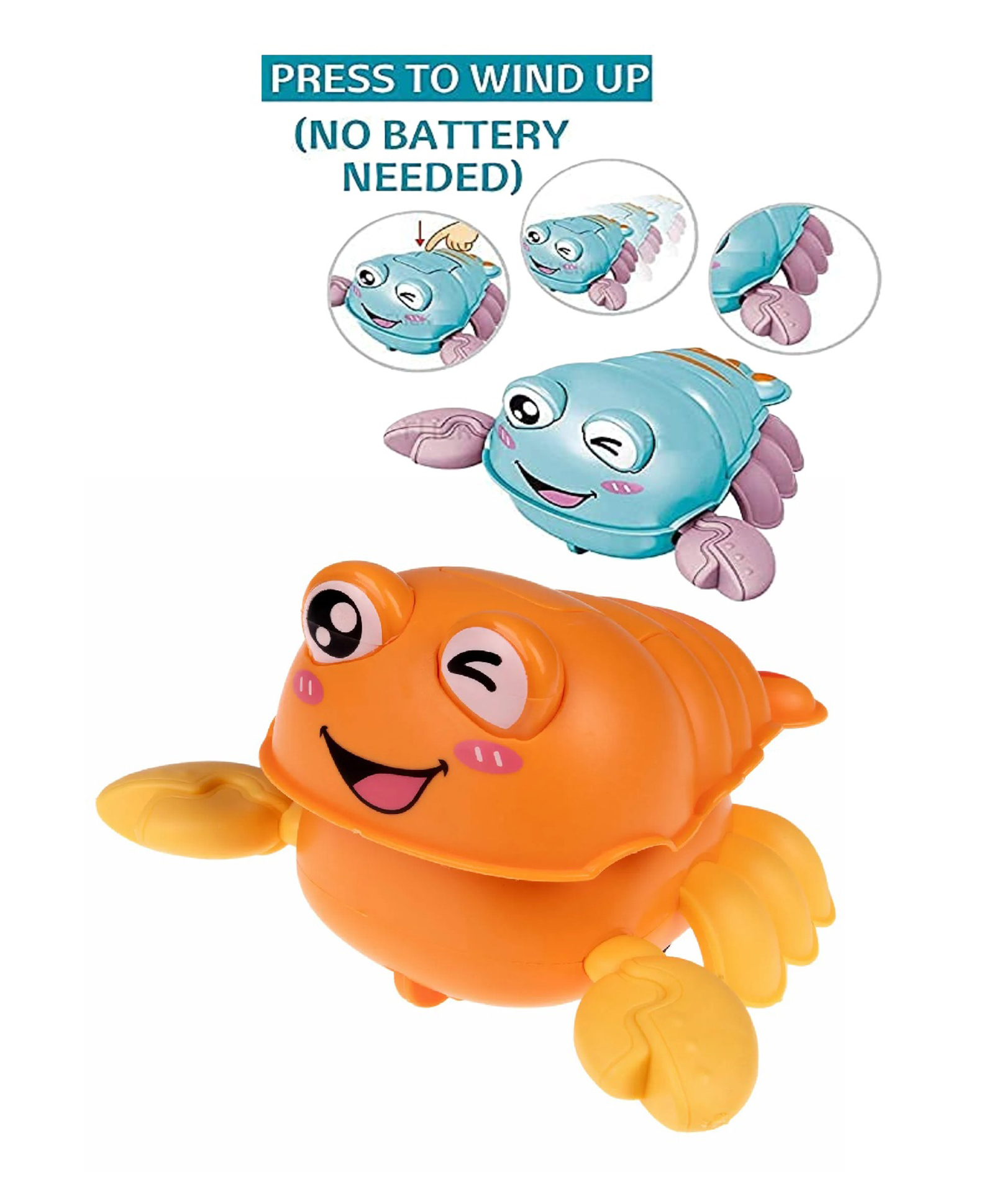 SANJARY Crawling Cray Fish Friction Powered Press & Go Toys for Babies, Cute Cartoon Crawling Vehicle for Kids color design may vary-image-16