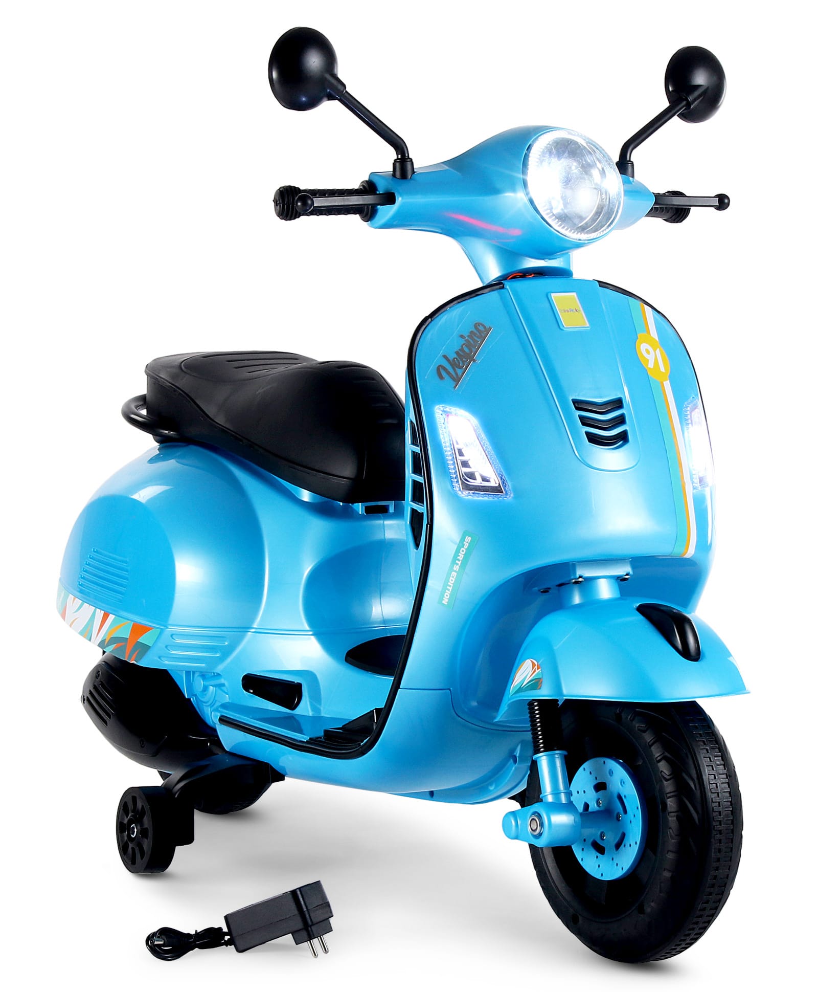 Vespa Kids Battery Operated Self Driven RideOn Scooter with Light & Music-Blue| Rechargeable Battery| Toy for 2 to 6 Yrs Boy & Girl| Balance Wheels| Comfortable Seat| Foot Accelerator| Activity Gift-image-18