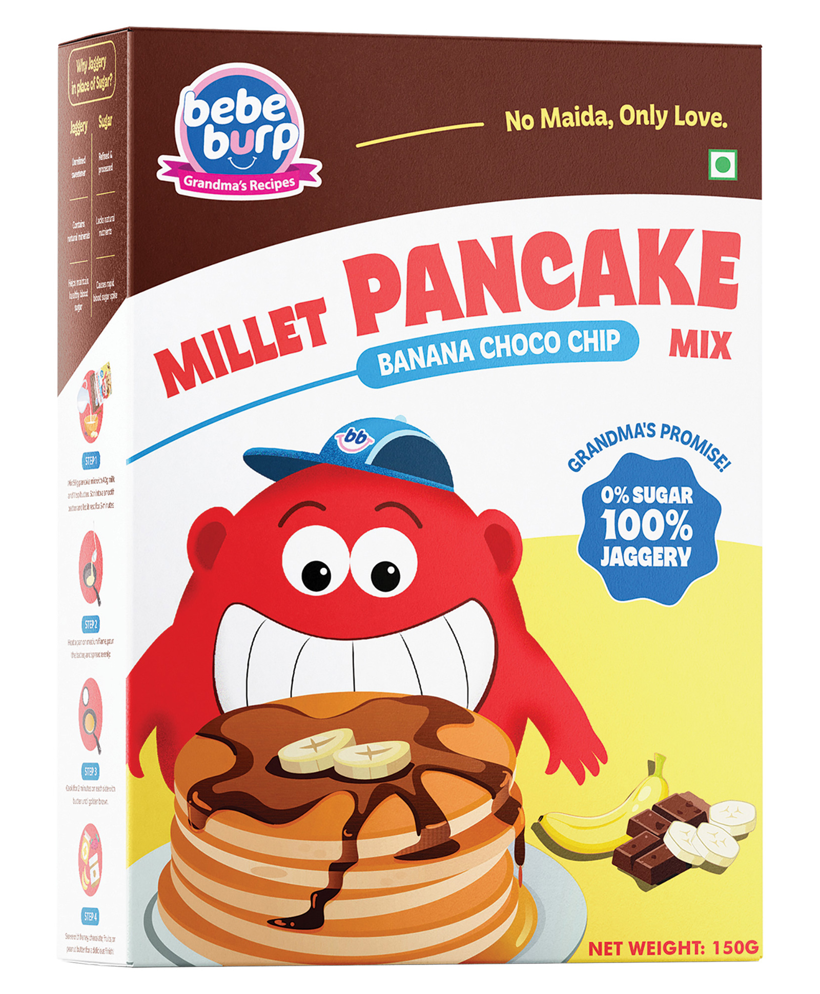Bebe Burp Millet No Maida Banana Choco Chip Pancake Mix - 150 g-image-41
