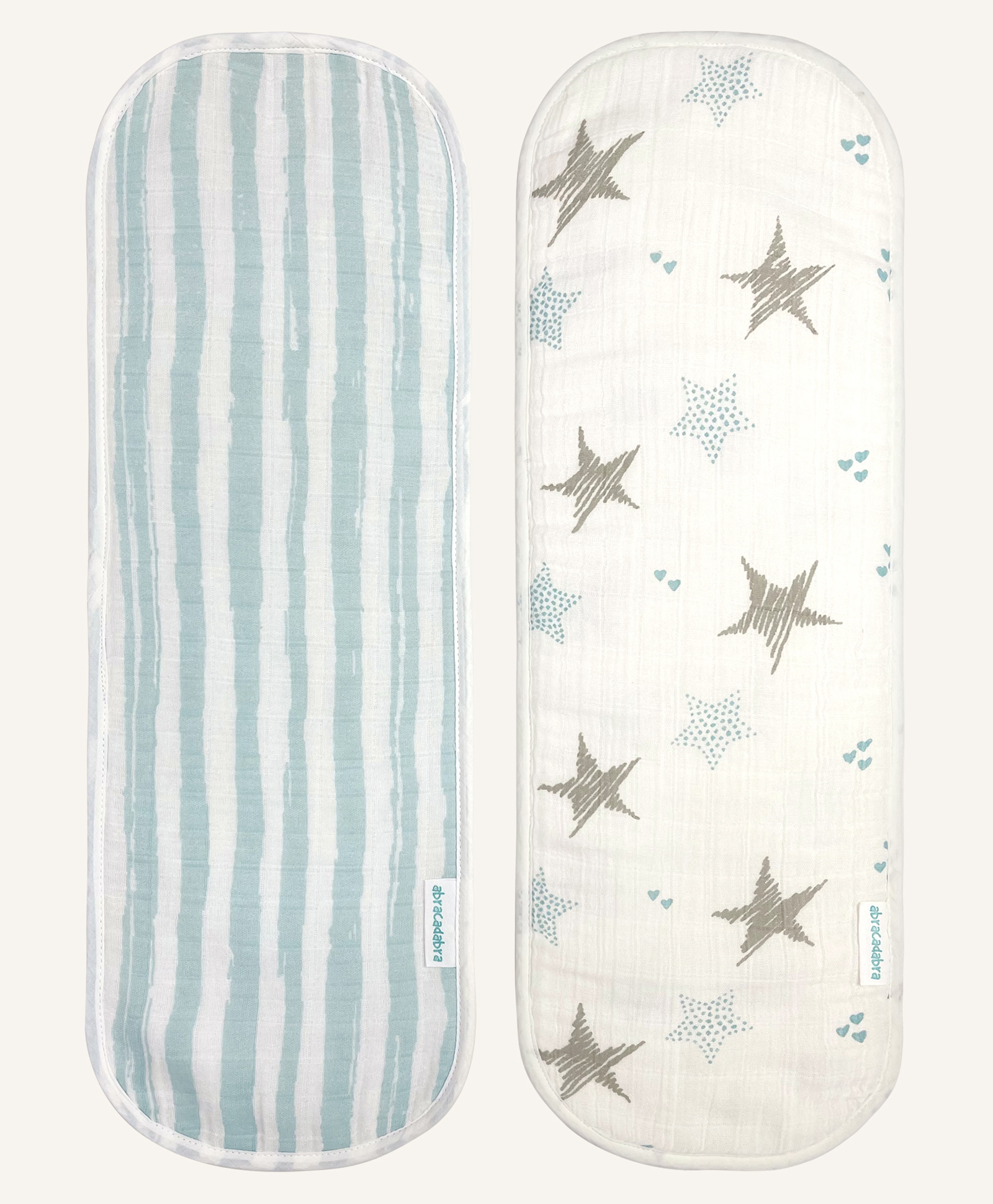 Abracadabra Muslin Burp Pad With Stripes & Star Print Pack Of 2 - Light Blue-image-14