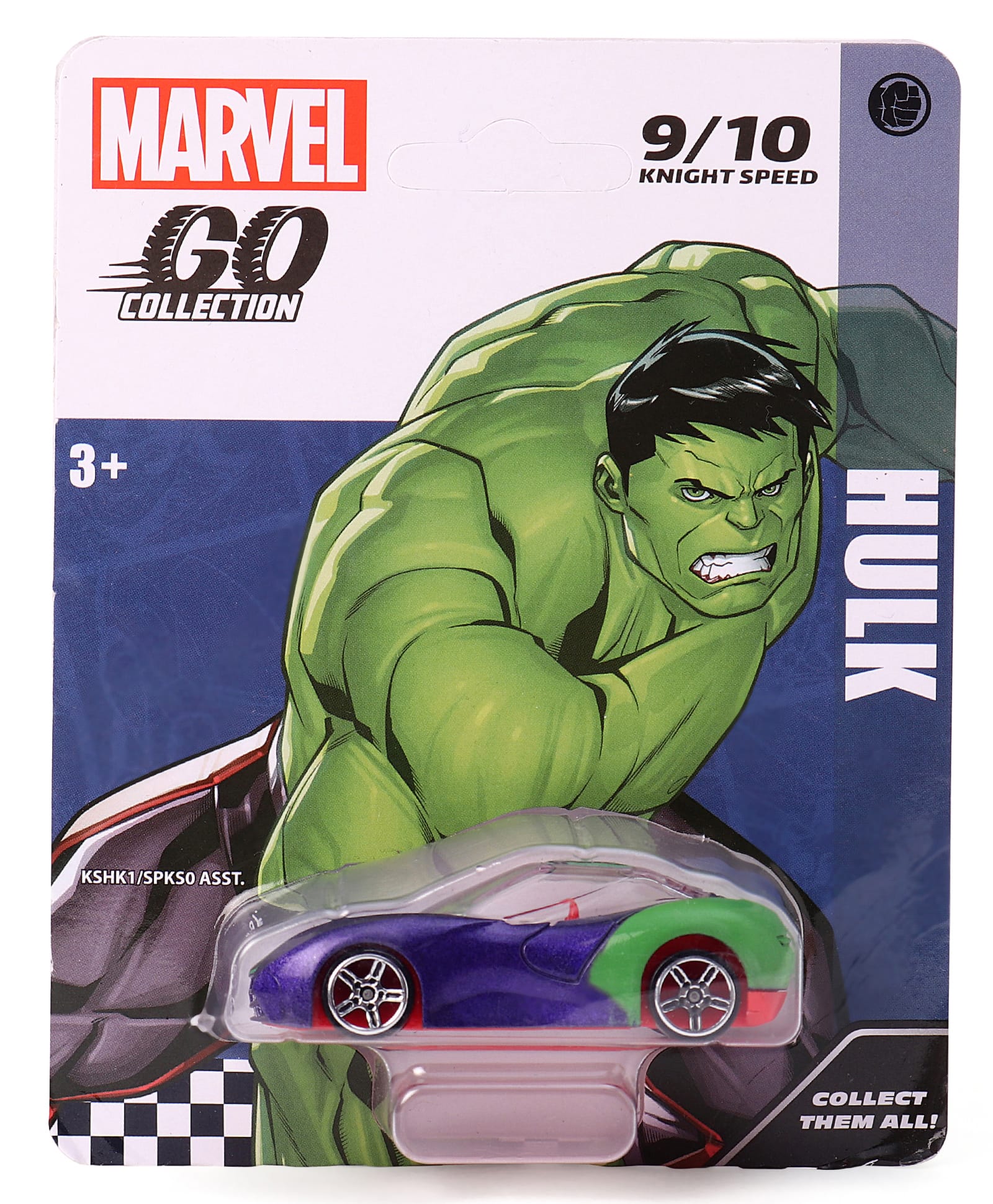 Marvel Go Single Knight Speed Hulk Toy Car - Blue & Green-image-20