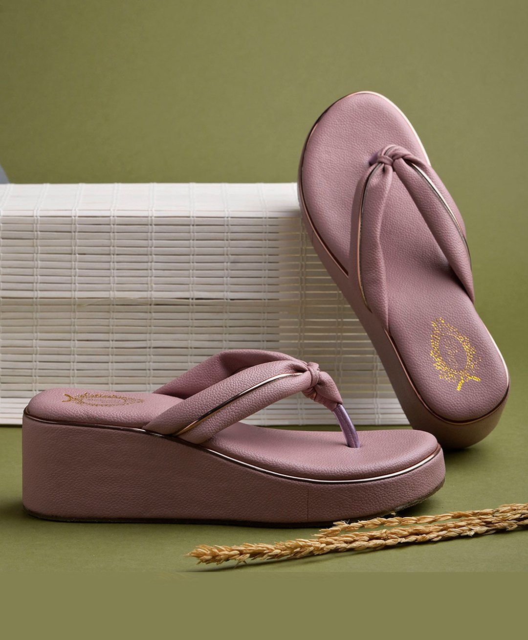 Shoetopia Solid Knot Designed Platform Heel Sandals - Peach-picture-14