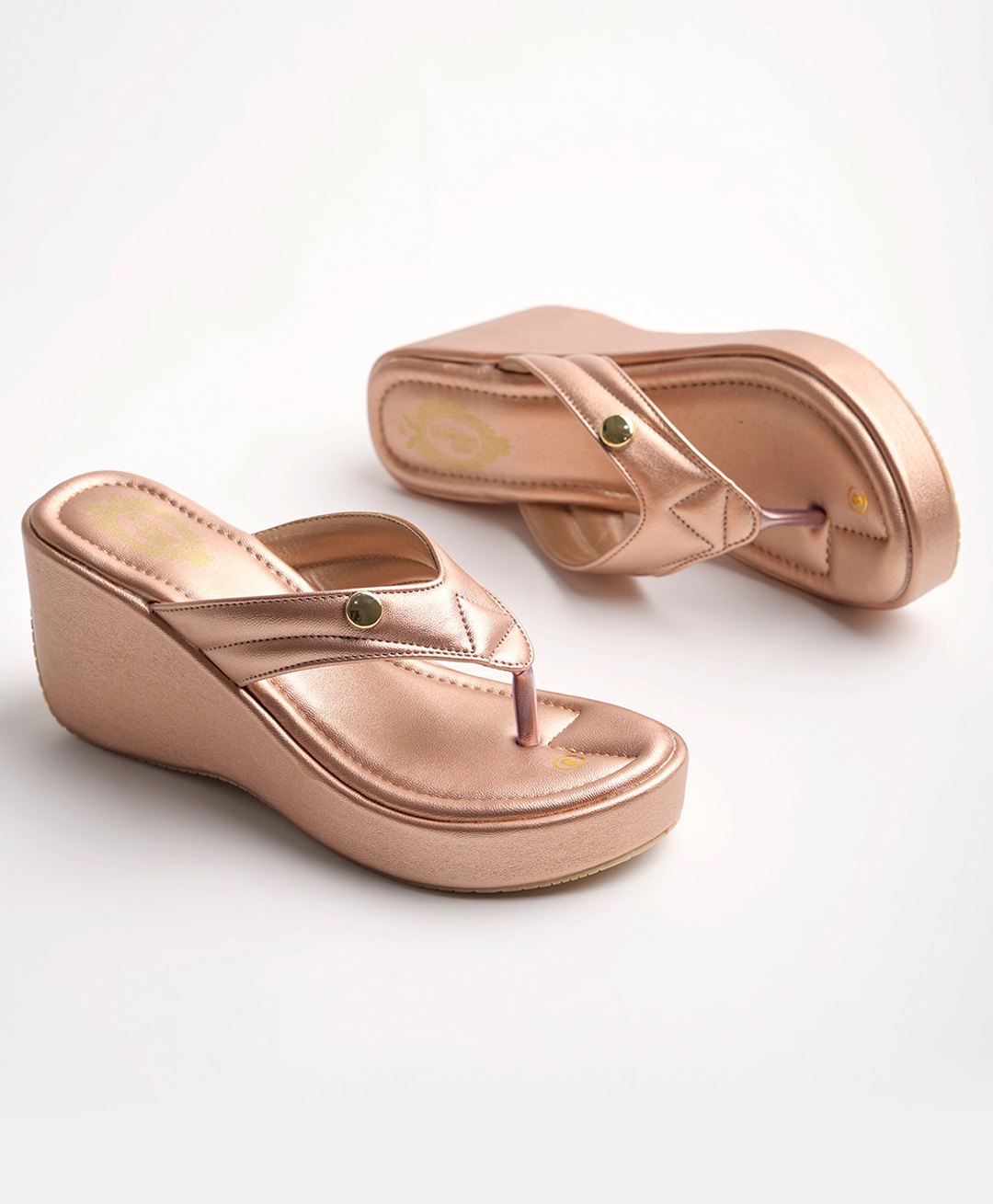 Shoetopia Colour Blocked Platform Heel Sandals - Rose Gold-image-34